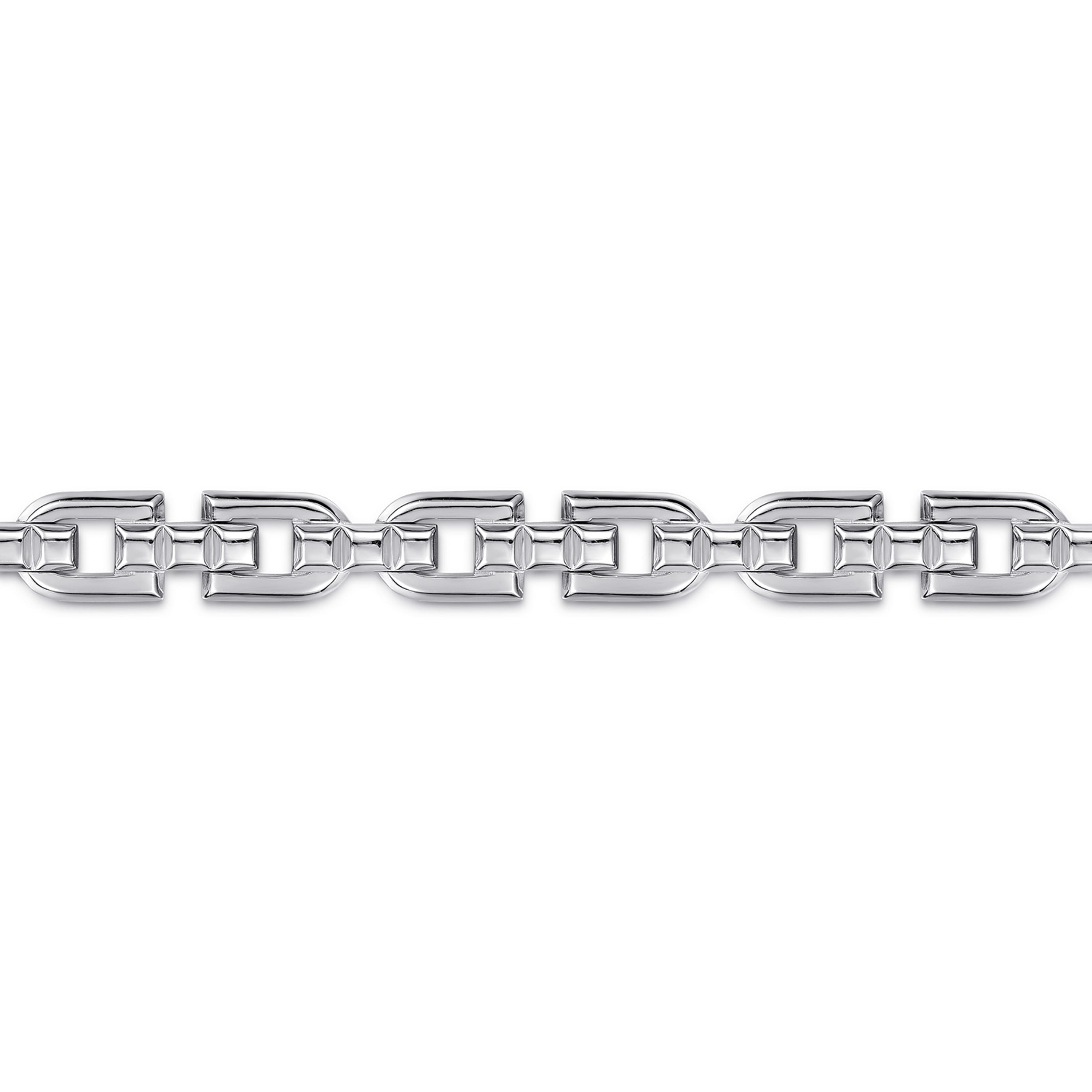 Gabriel & Co. Sterling Silver Mens Cylindrical Link Chain Bracelet