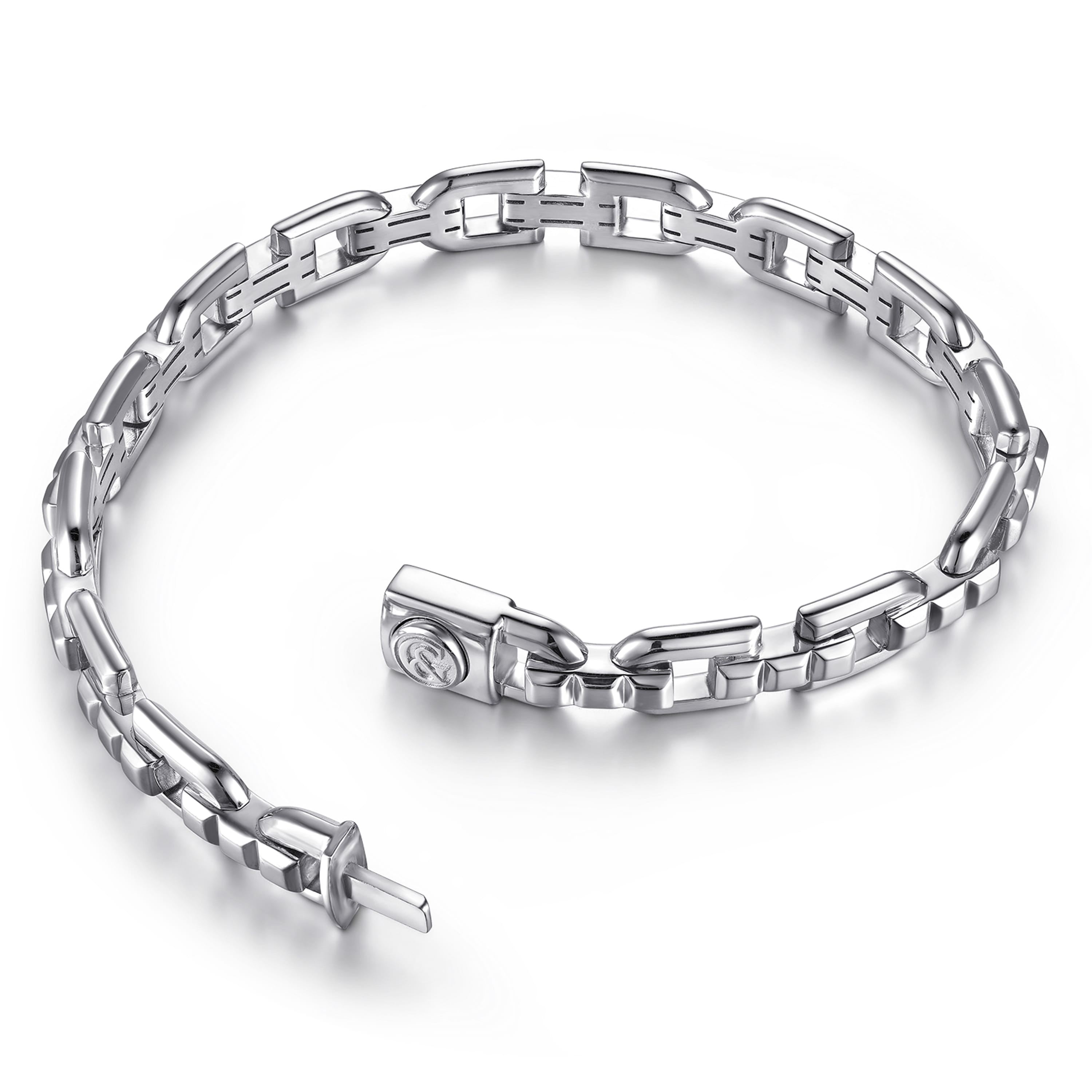 Gabriel & Co. Sterling Silver Mens Cylindrical Link Chain Bracelet