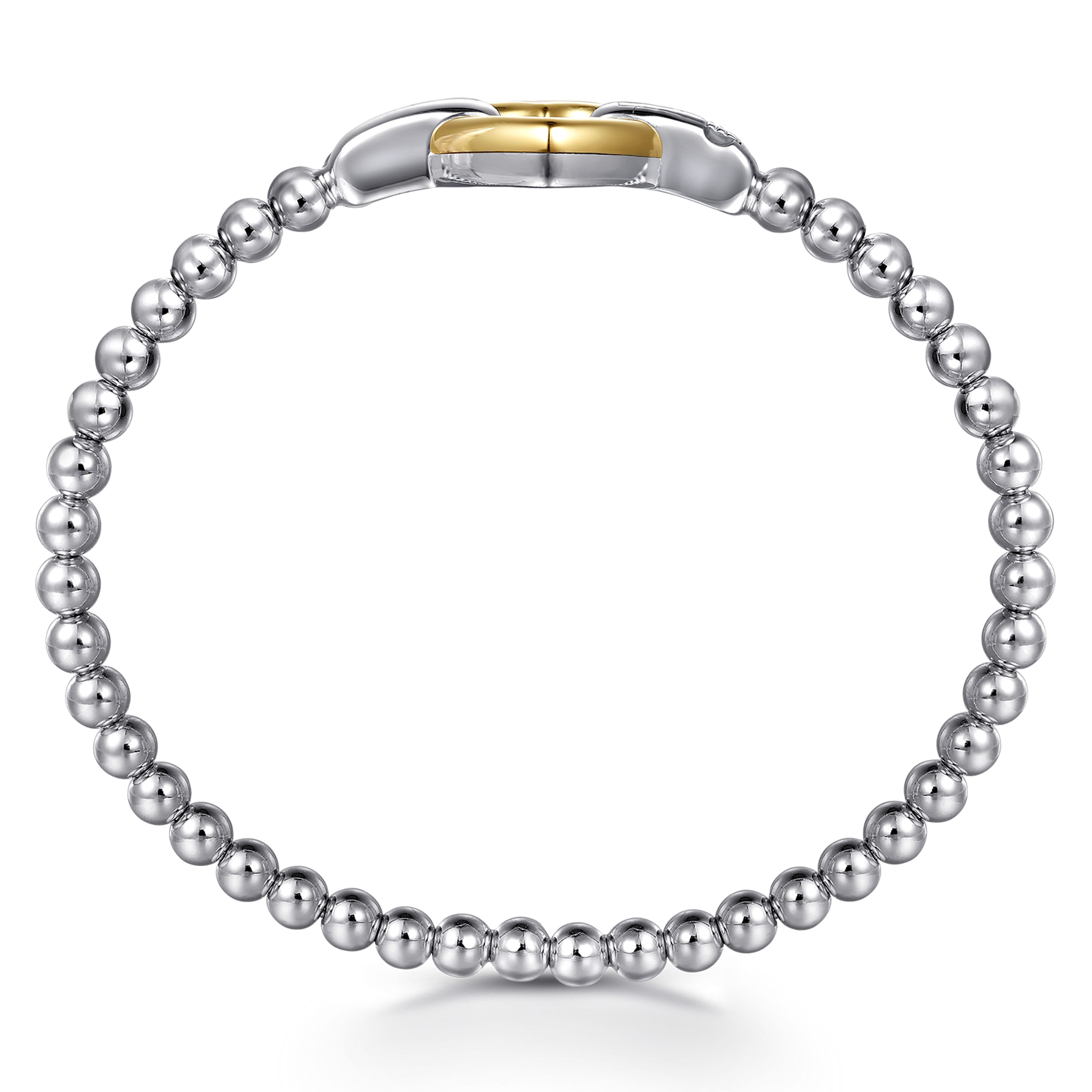 Gabriel & Co 14K Yellow Gold and Sterling Silver Heart Lock Bujukan Bangle