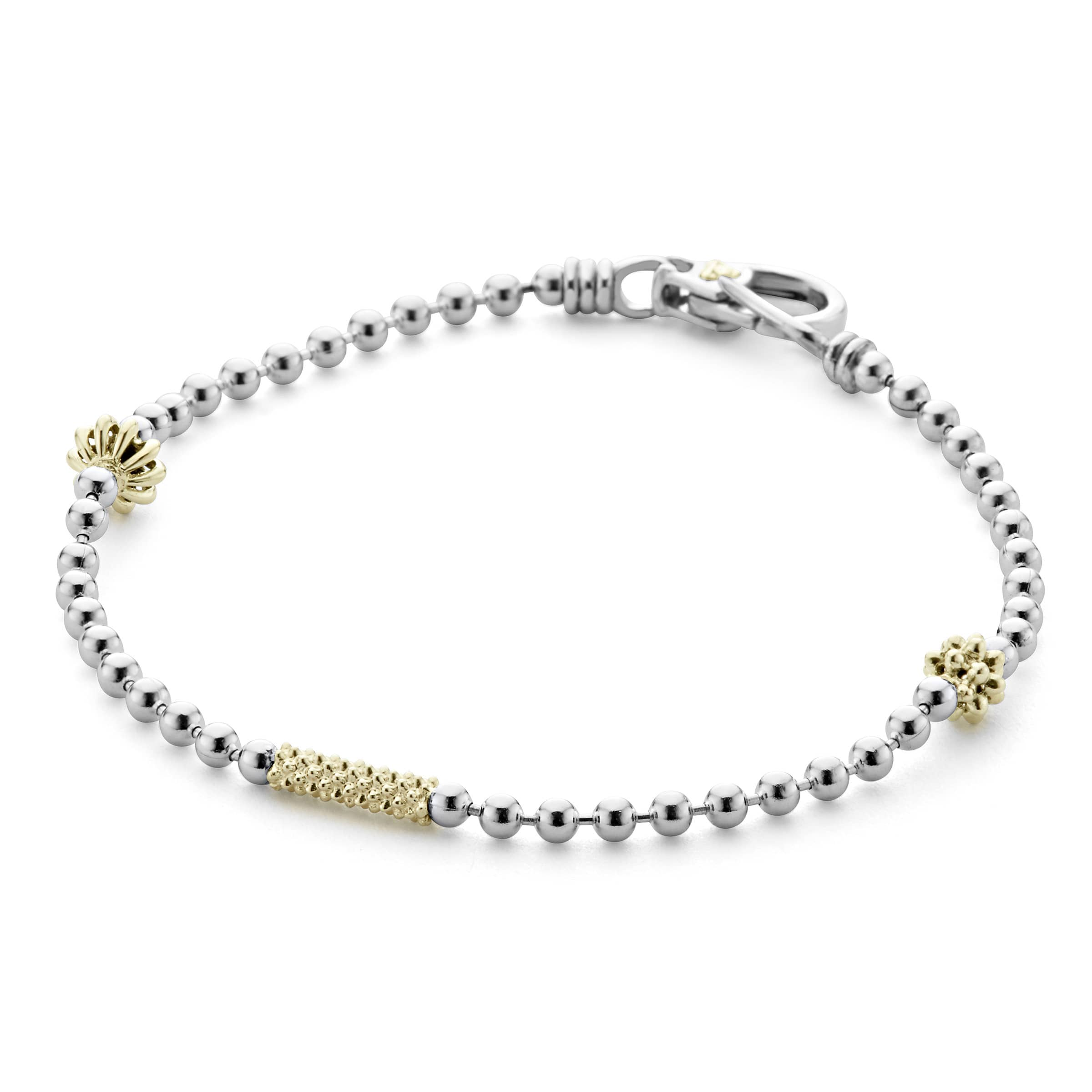 Lagos Sterling Silver & 18K Caviar Beaded Ball Chain Bracelet