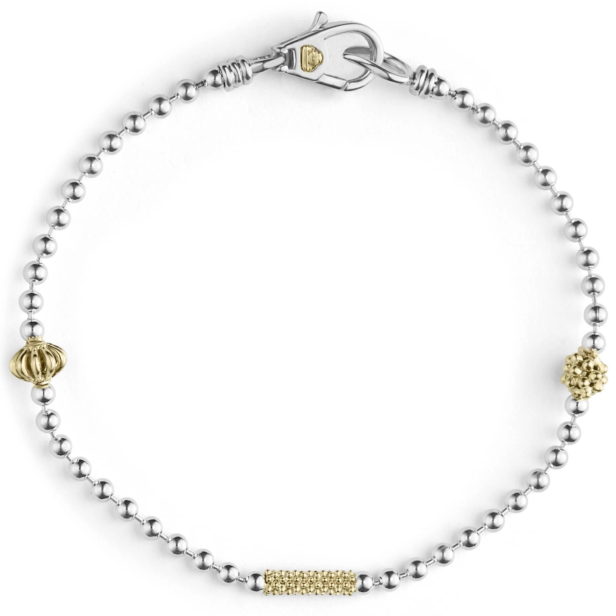 Lagos Sterling Silver & 18K Caviar Beaded Ball Chain Bracelet