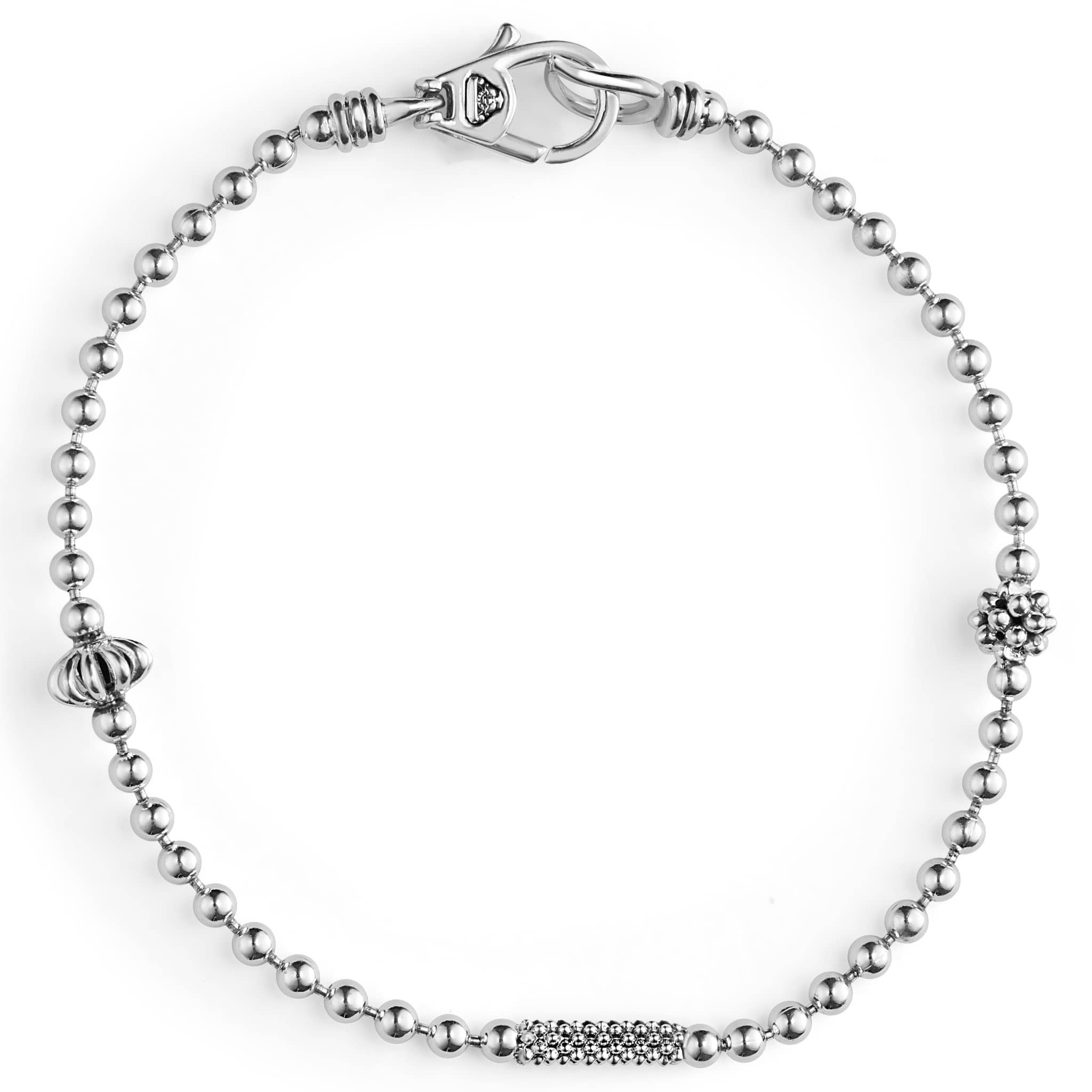 Lagos Sterling Silver Caviar Icon Beaded Chain Bracelet