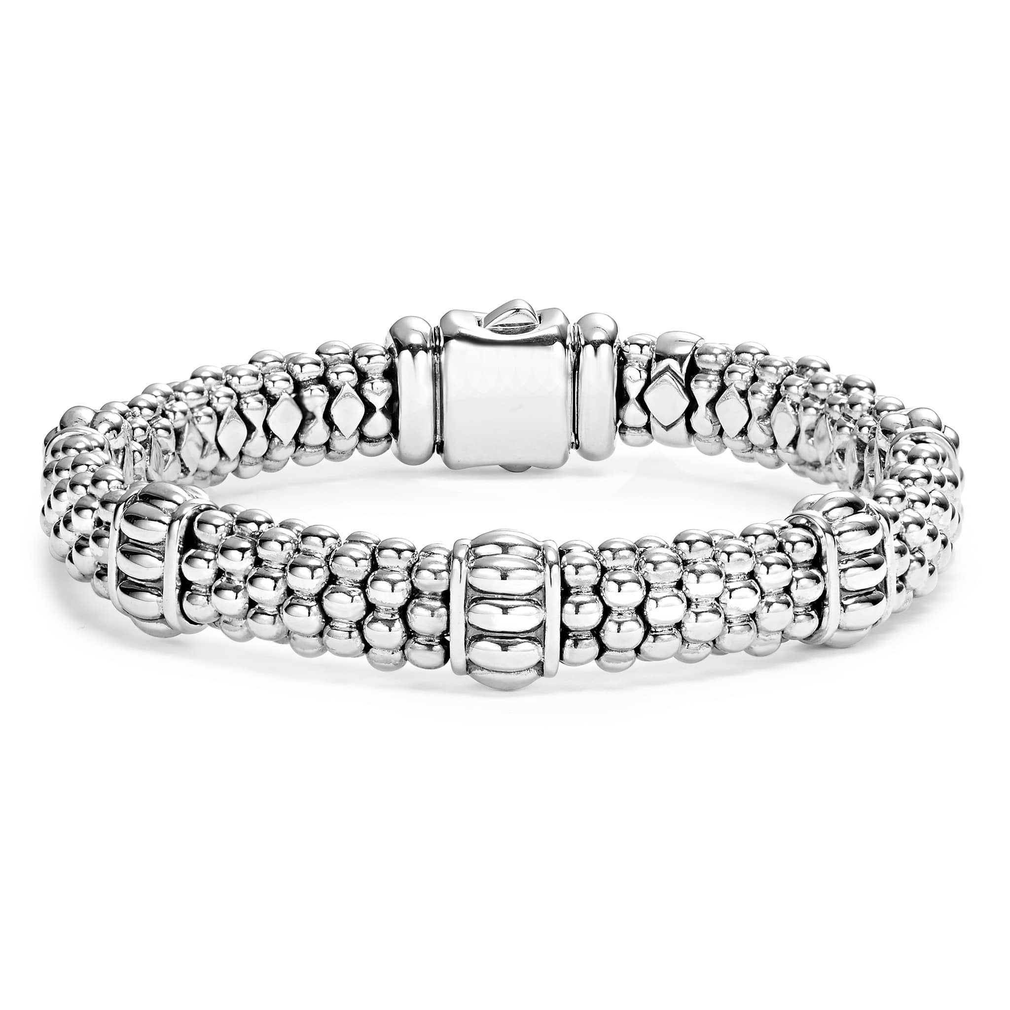 Lagos Sterling Silver Fluted Beaded 9mm Bracelet