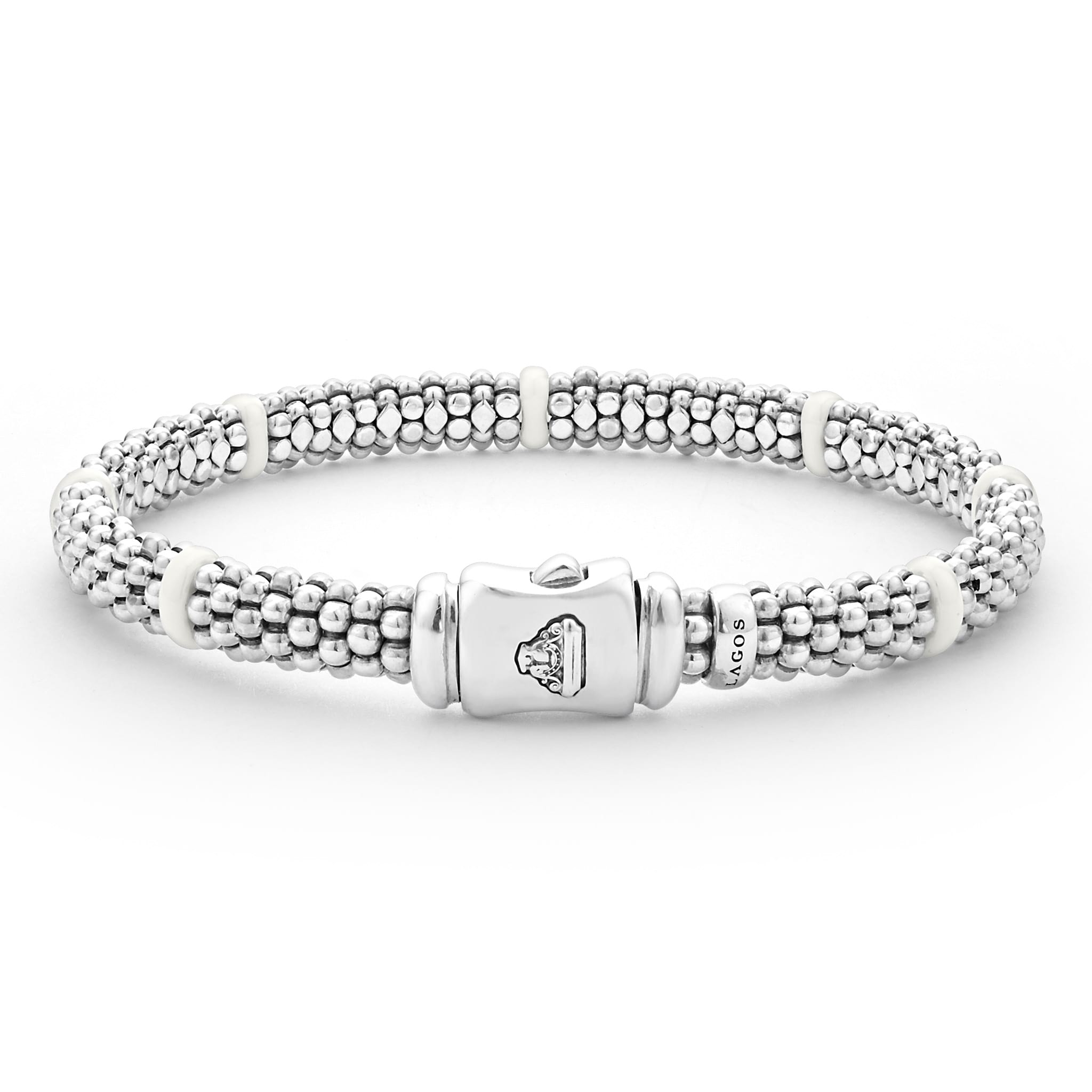 Lagos White Ceramic Station Caviar 6mm Bracelet