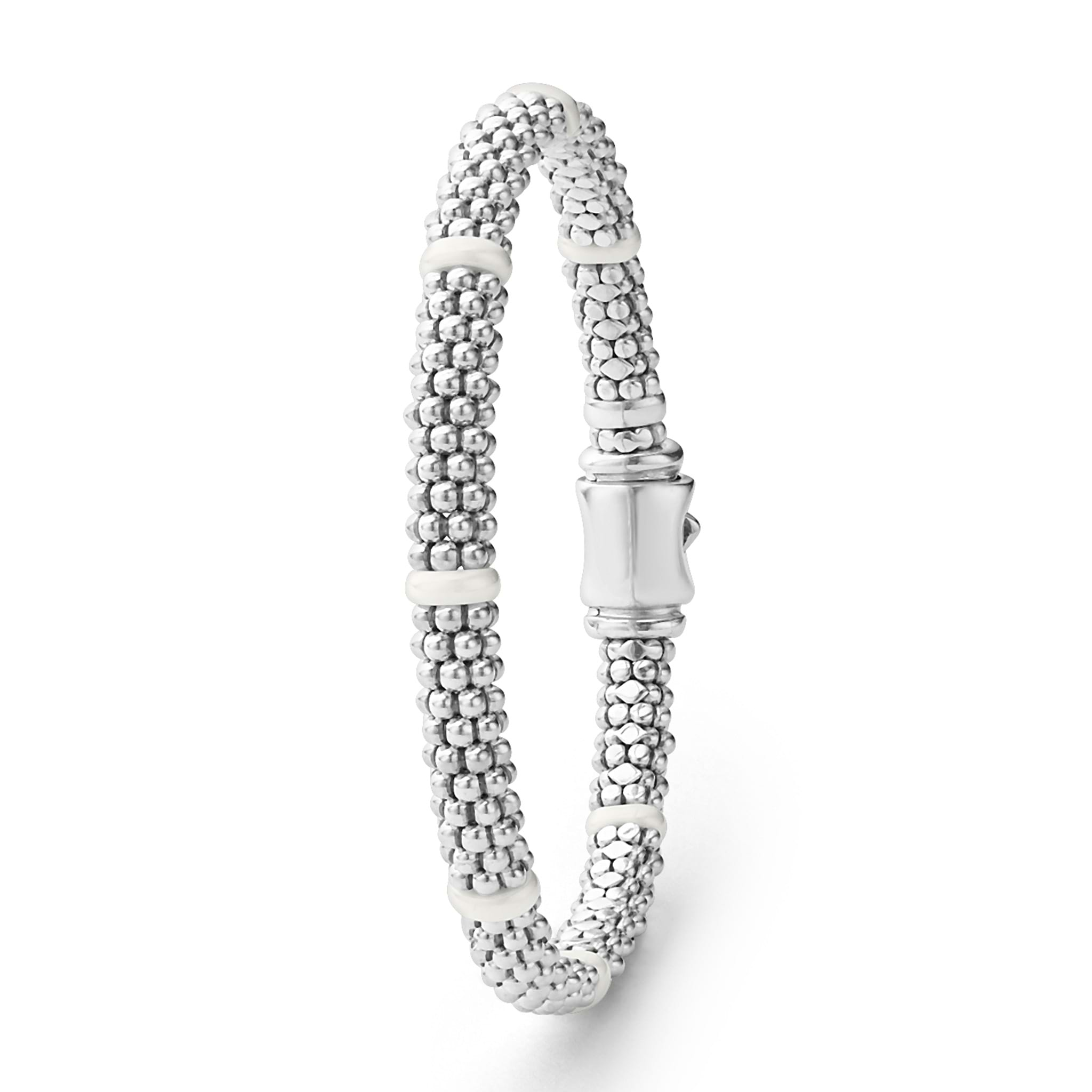 Lagos White Ceramic Station Caviar 6mm Bracelet