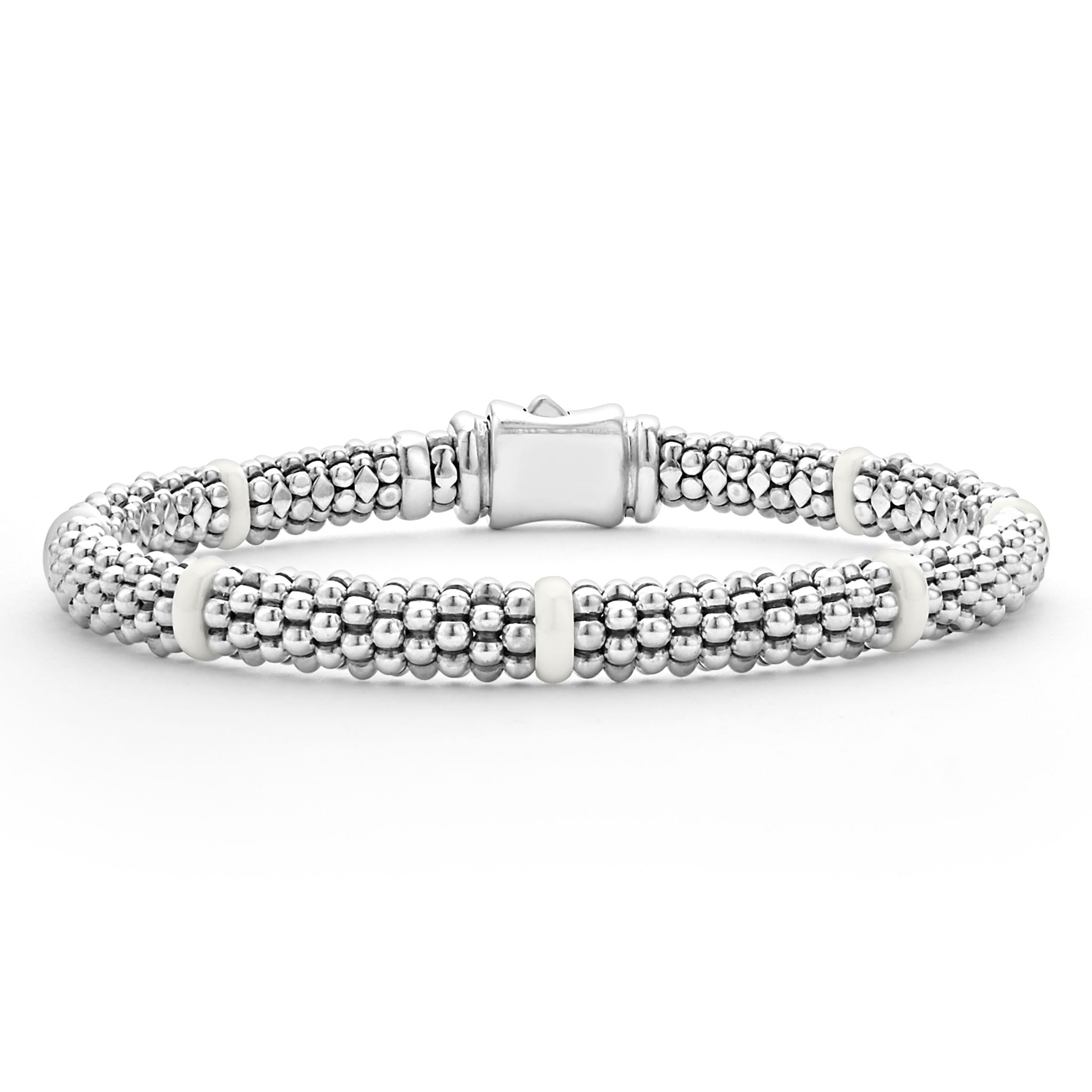 Lagos White Ceramic Station Caviar 6mm Bracelet