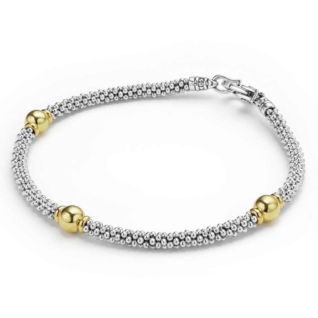 Lagos Sterling Silver & 18K Signature Caviar Bracelet
