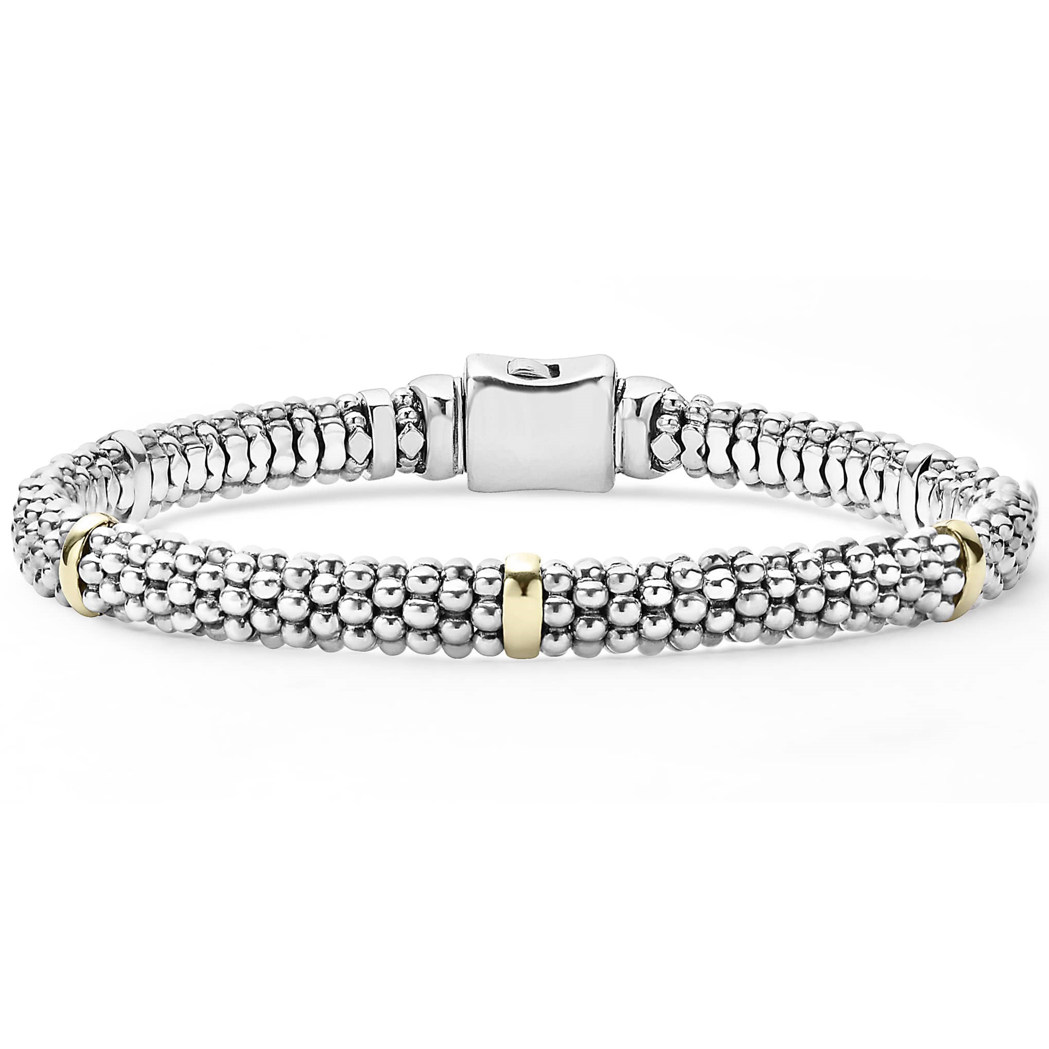 Lagos Sterling Silver & 18K Caviar Station Bracelet