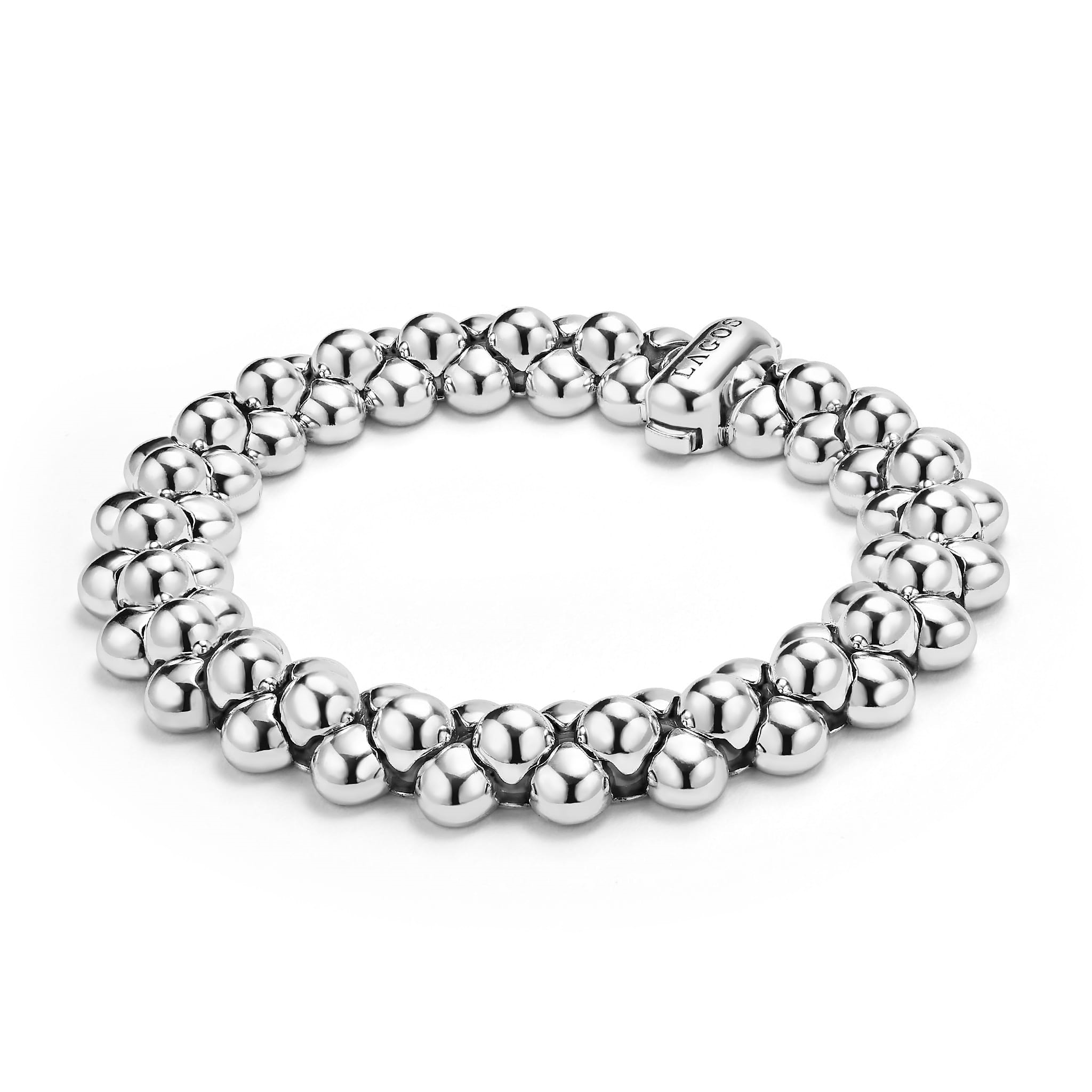 Lagos Sterling Silver Caviar Bubbly Three-Row Beaded Bracelet