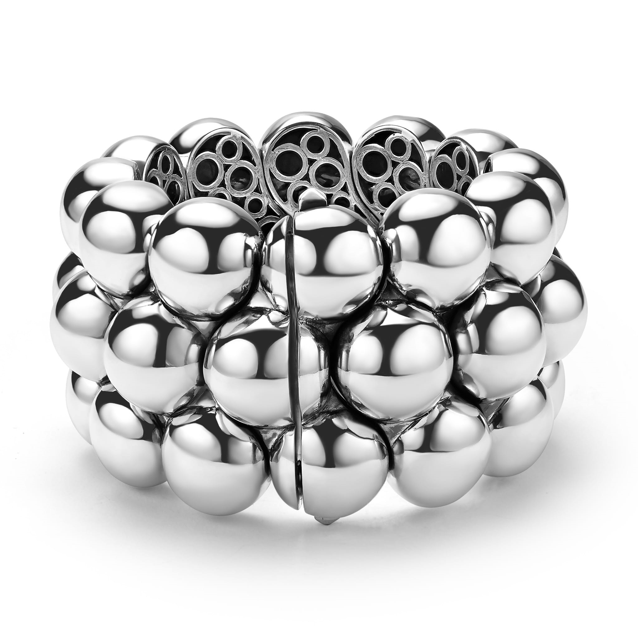 Lagos Sterling Silver Caviar Bubbly Big Three-Row Statement Cuff