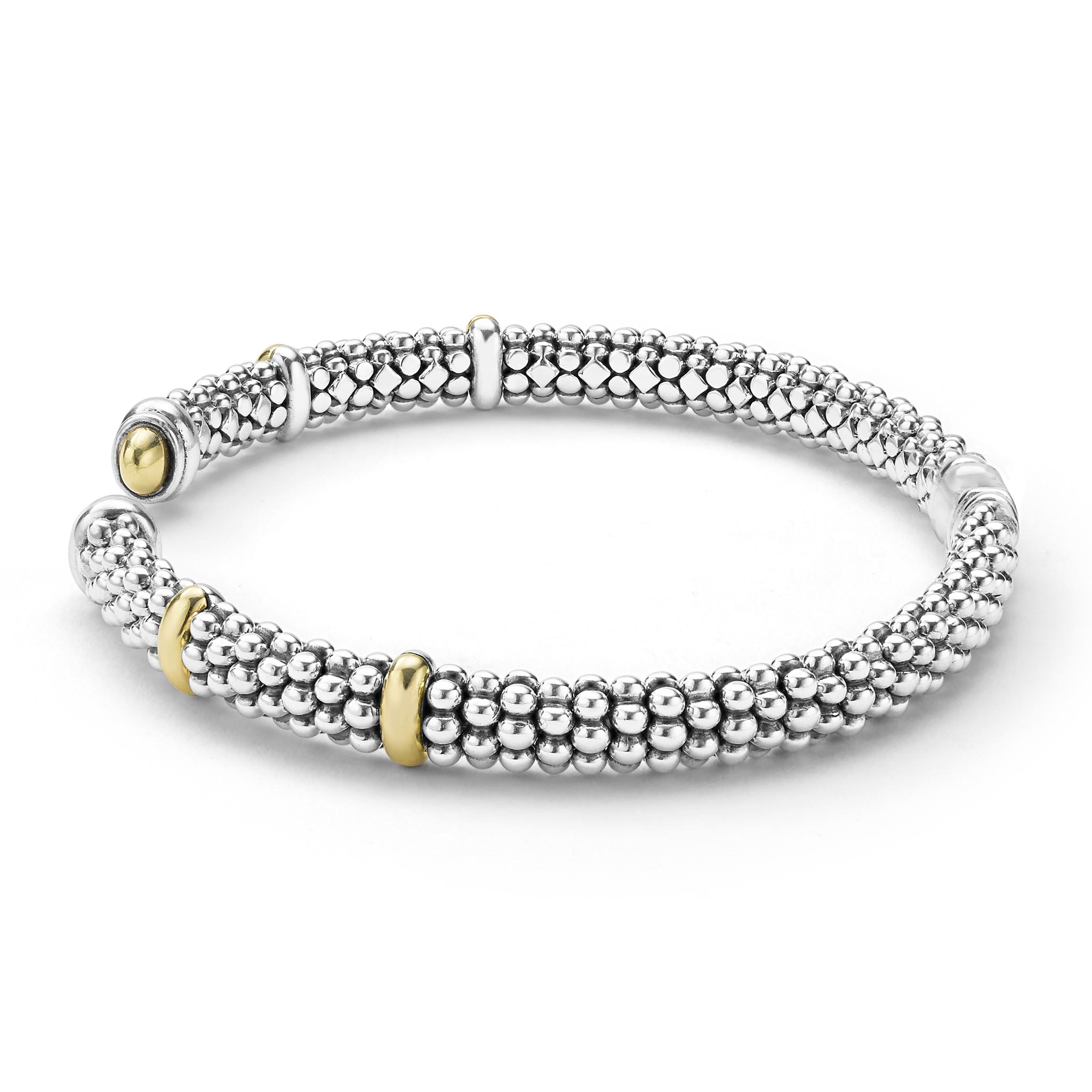 Lagos Sterling Silver & 18K Signature Caviar Versa Torque Bracelet