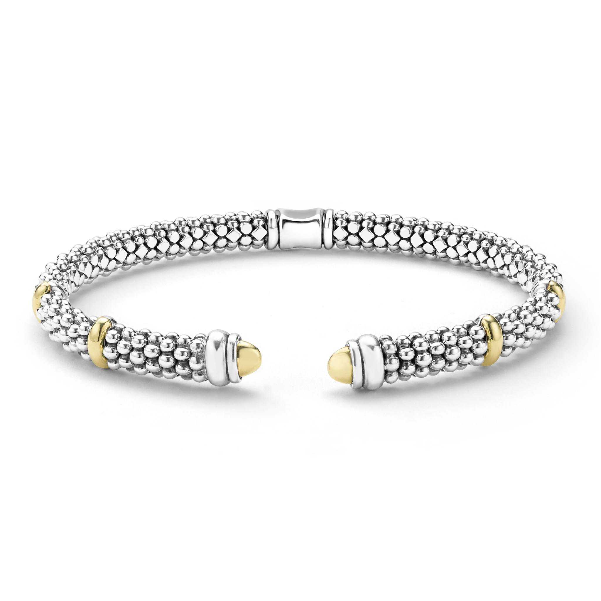 Lagos Sterling Silver & 18K Signature Caviar Versa Torque Bracelet