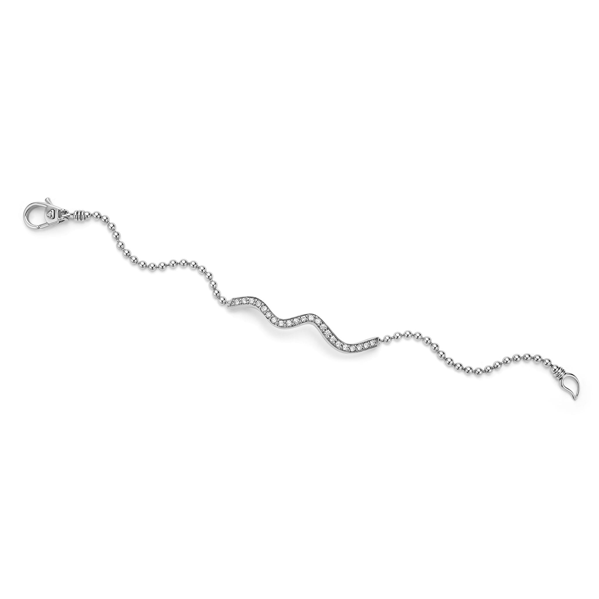 Lagos Sterling Silver Caviar Spark Beaded Wave Diamond Bracelet
