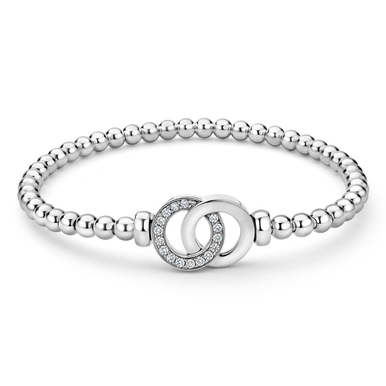 Lagos Sterling Silver Interlocking Diamond Beaded Stretch Bracelet