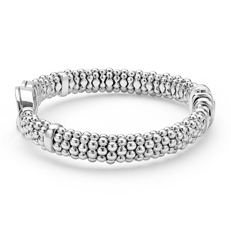 Lagos Sterling Silver Interlocking Diamond Caviar Bracelet