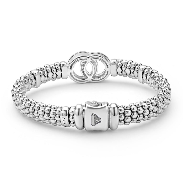 Lagos Sterling Silver Interlocking Diamond Caviar Bracelet