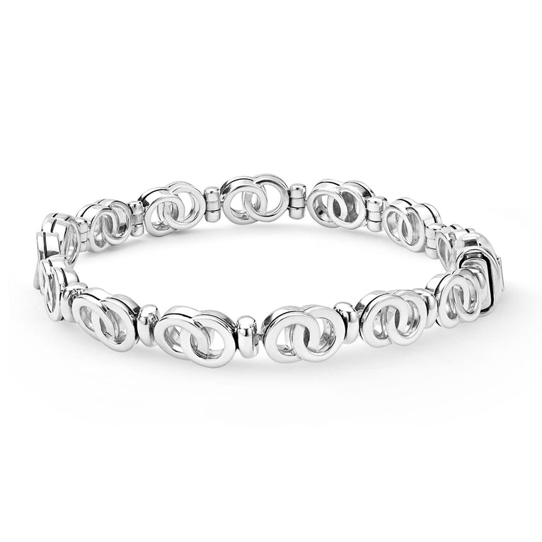 Lagos Sterling Silver Petite Interlocking Diamond Taper Link Bracelet