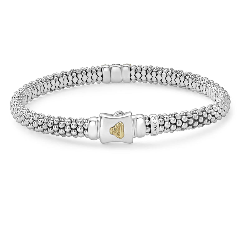 Lagos Sterling Silver & 18K Caviar Lux Diamond Bracelet