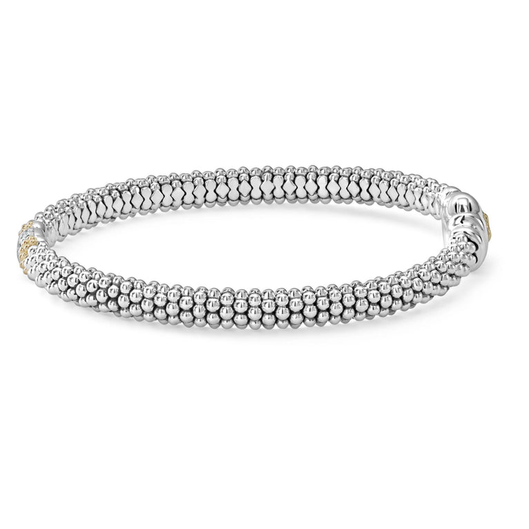 Lagos Sterling Silver & 18K Caviar Lux Diamond Bracelet