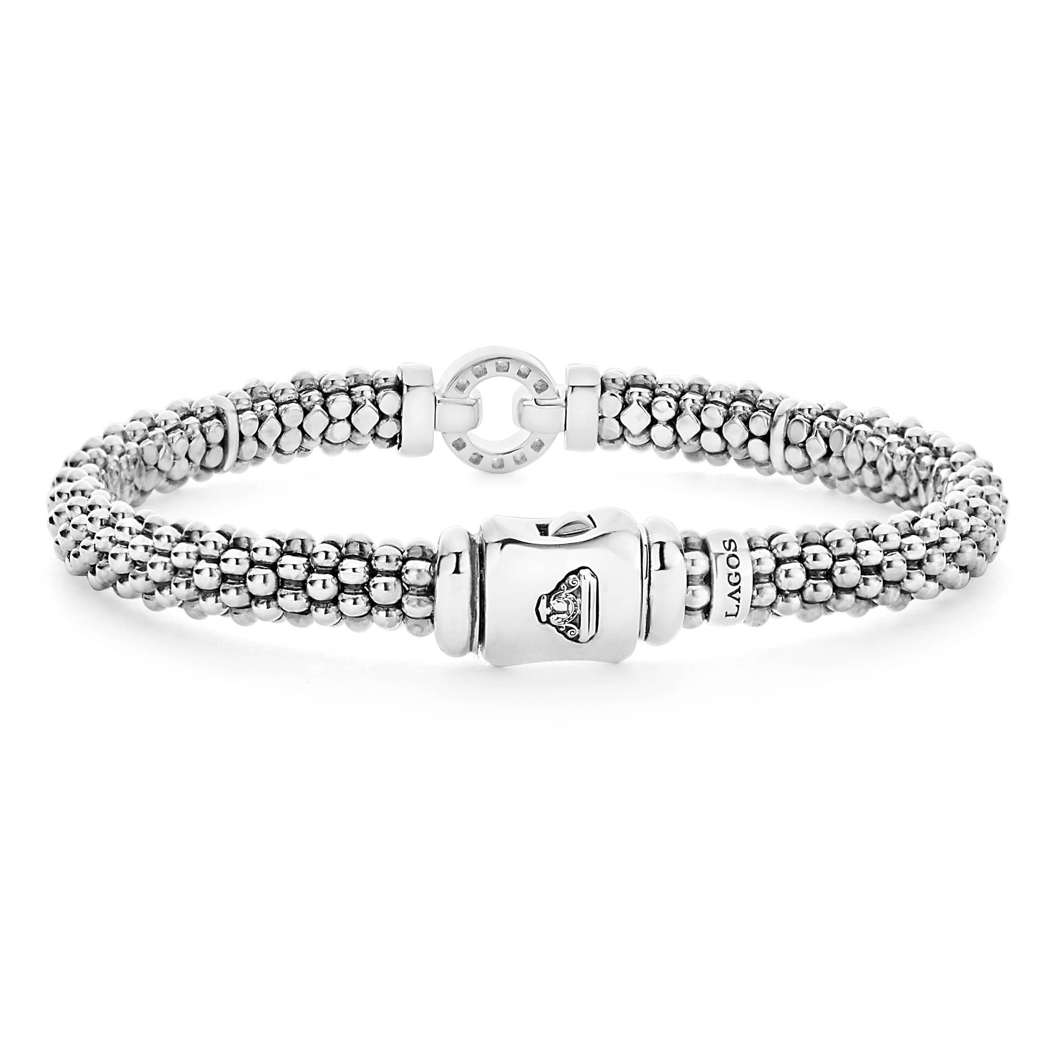 Lagos Sterling Silver & 18K Enso Diamond Circle Caviar Bracelet