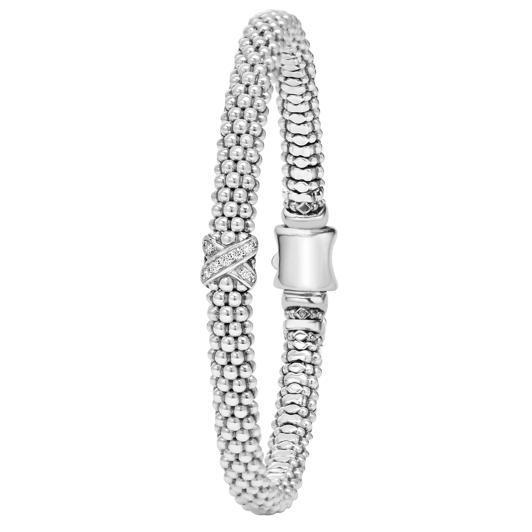 Lagos Sterling Silver Single Station X Diamond 6mm Bracelet