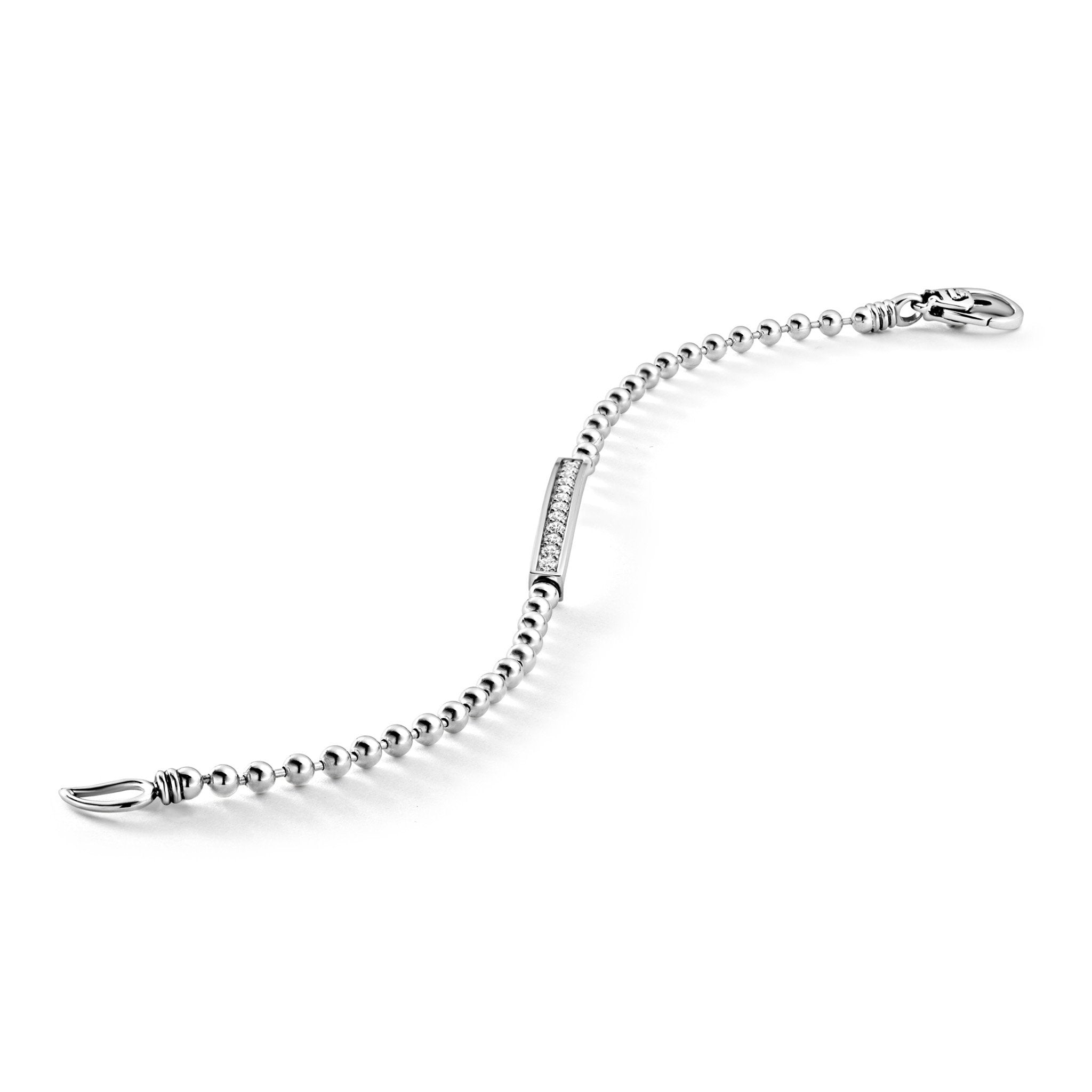 Lagos Sterling Silver Diamond Bar Beaded Bracelet