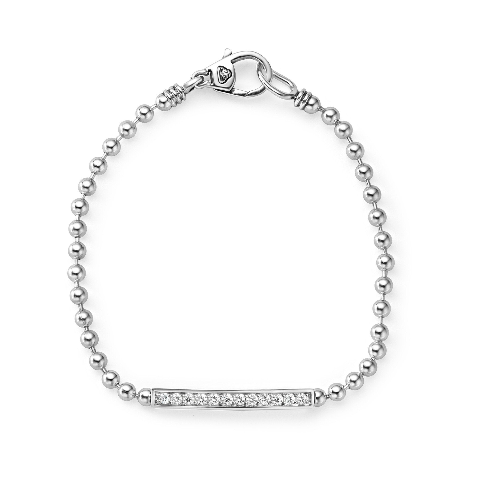 Lagos Sterling Silver Diamond Bar Beaded Bracelet