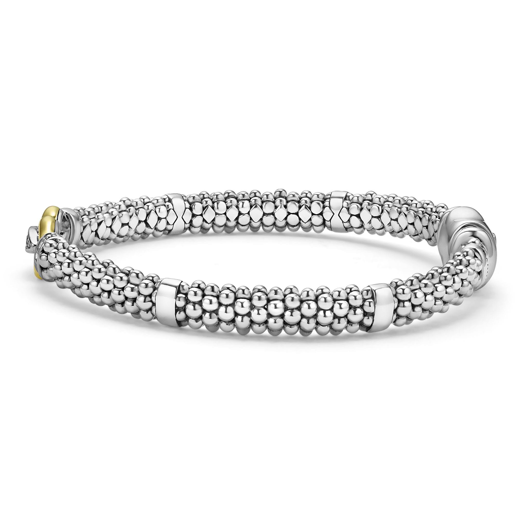 Lagos Two-Tone Caviar Buckle Diamond 6mm Bracelet