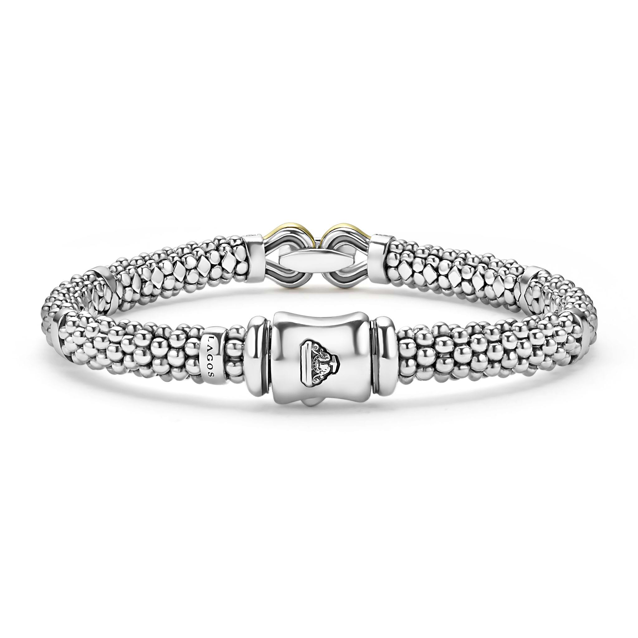 Lagos Two-Tone Caviar Buckle Diamond 6mm Bracelet