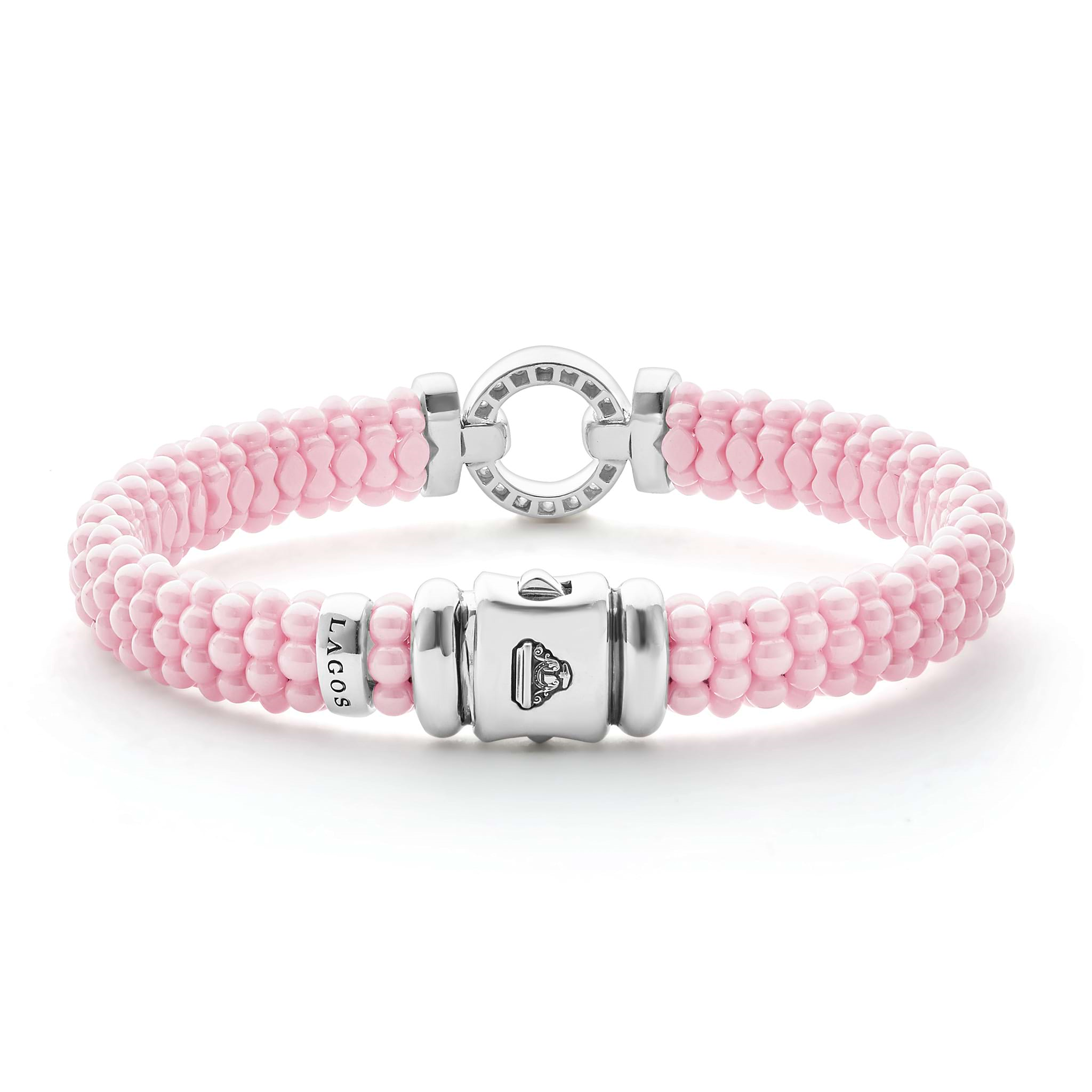Lagos Sterling Silver Pink Caviar Diamond Rope Bracelet