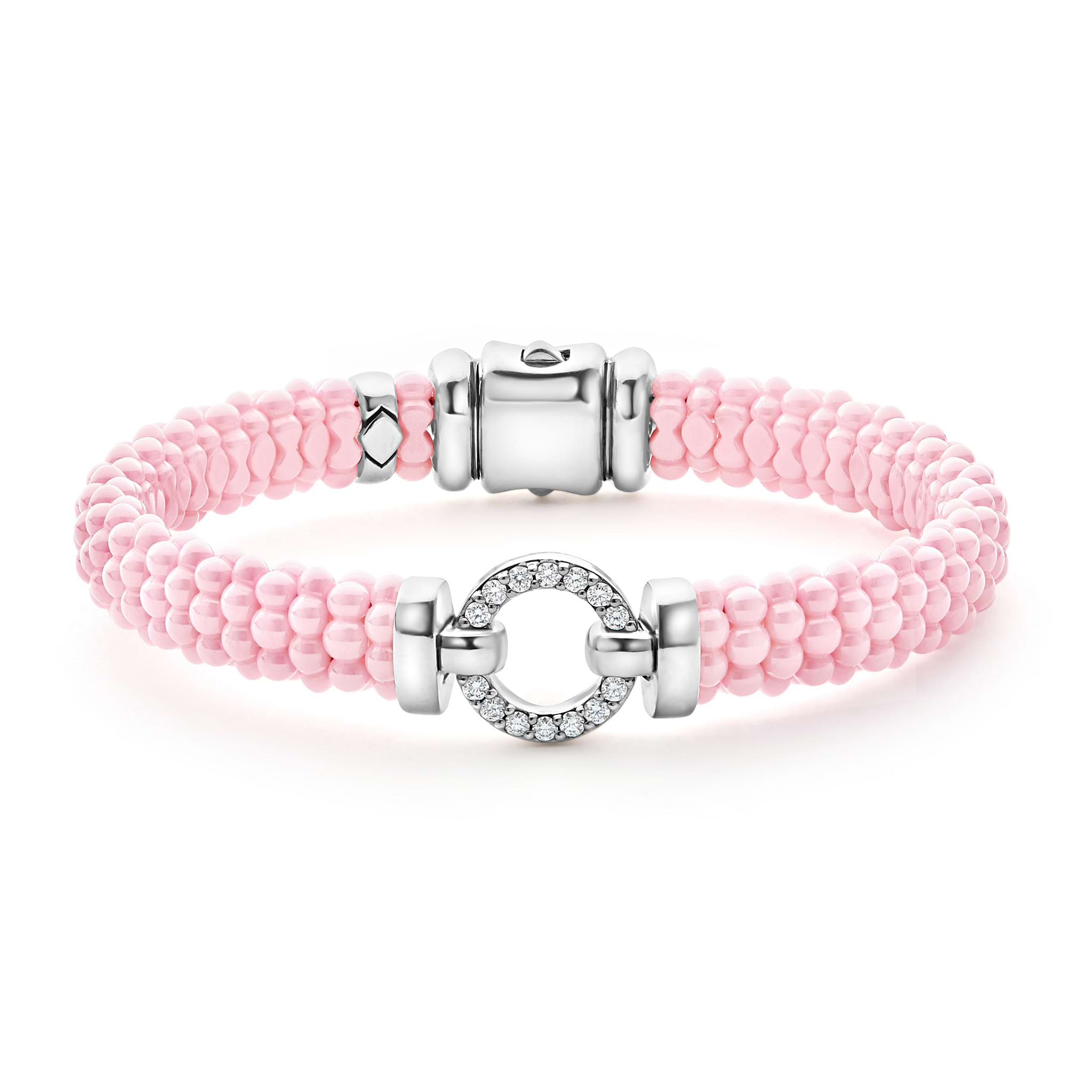 Lagos Sterling Silver Pink Caviar Diamond Rope Bracelet