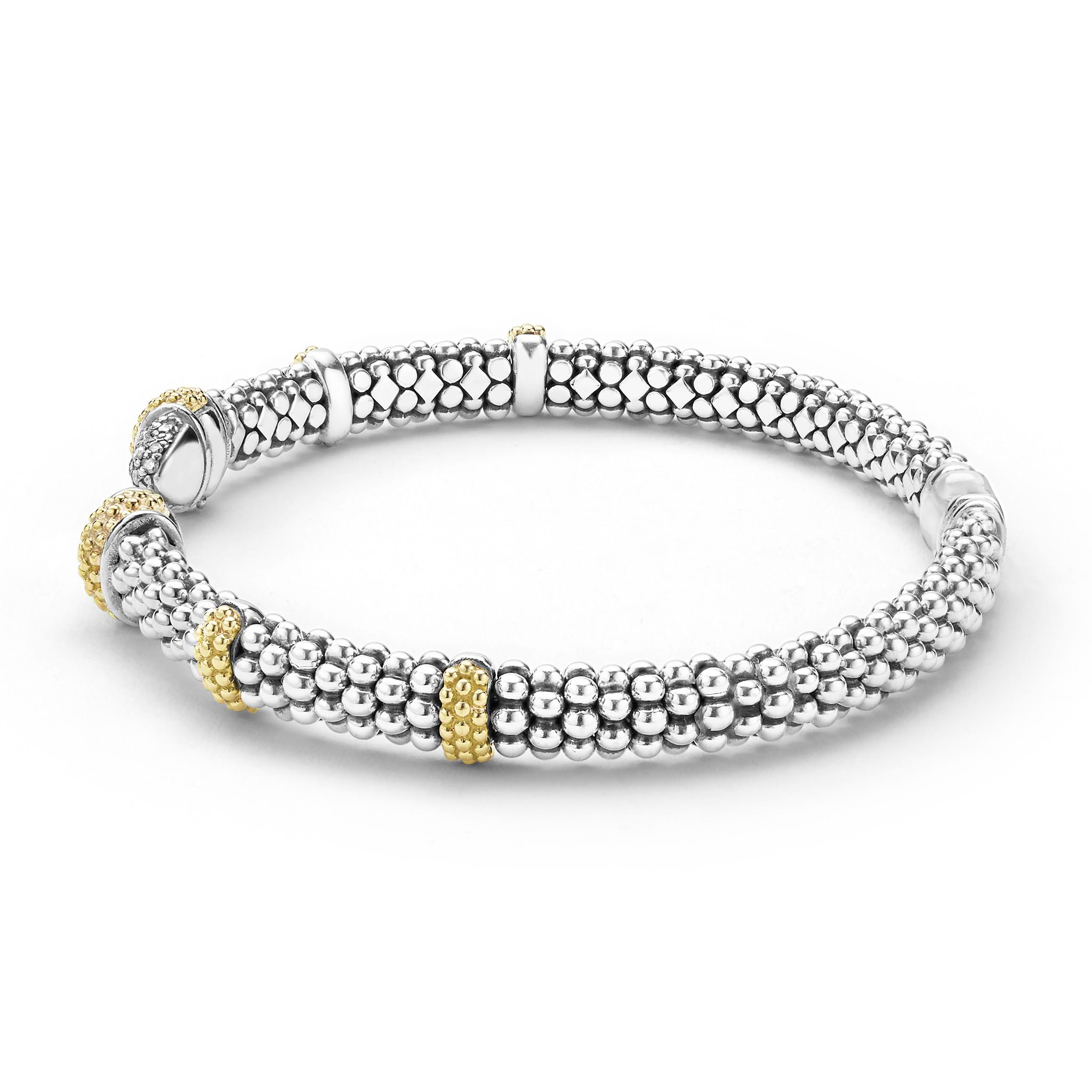 Lagos Two-Tone Caviar Lux Diamond Versa Torque Bracelet