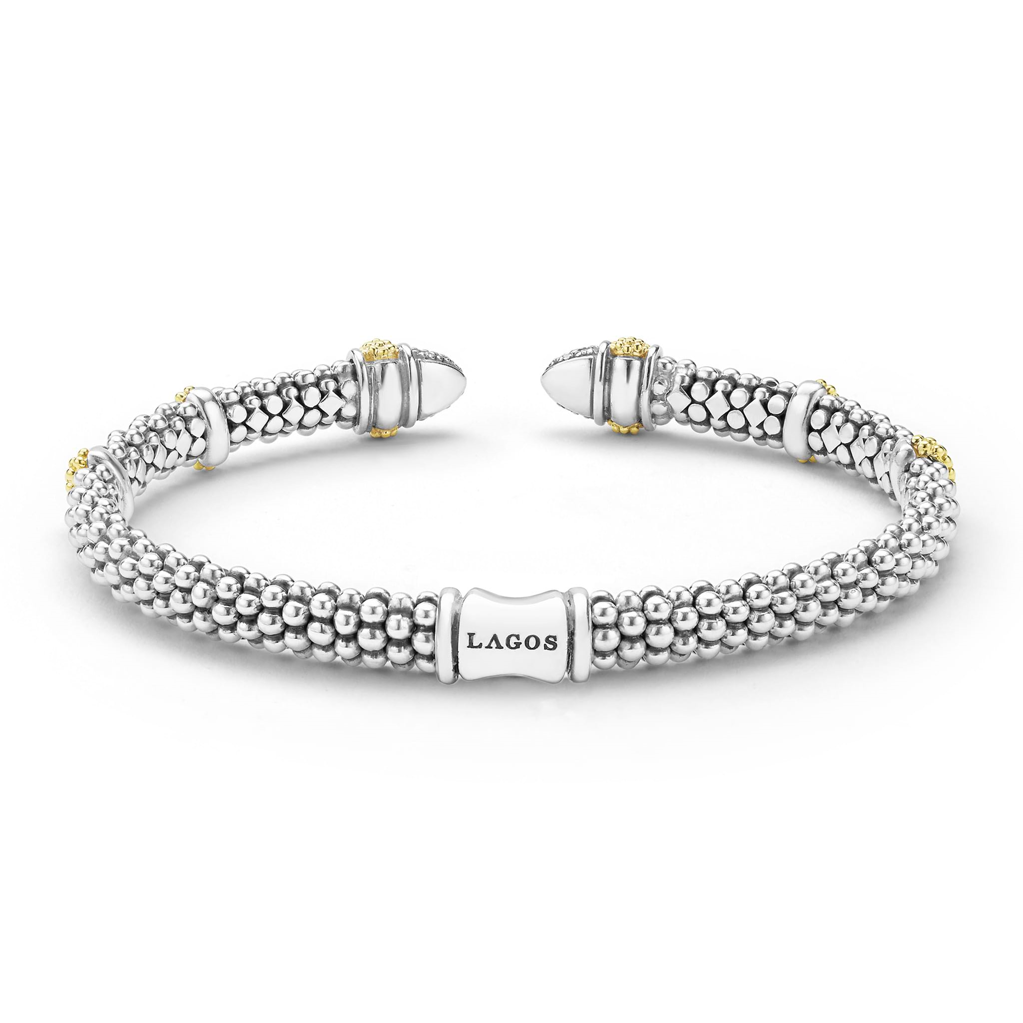 Lagos Two-Tone Caviar Lux Diamond Versa Torque Bracelet