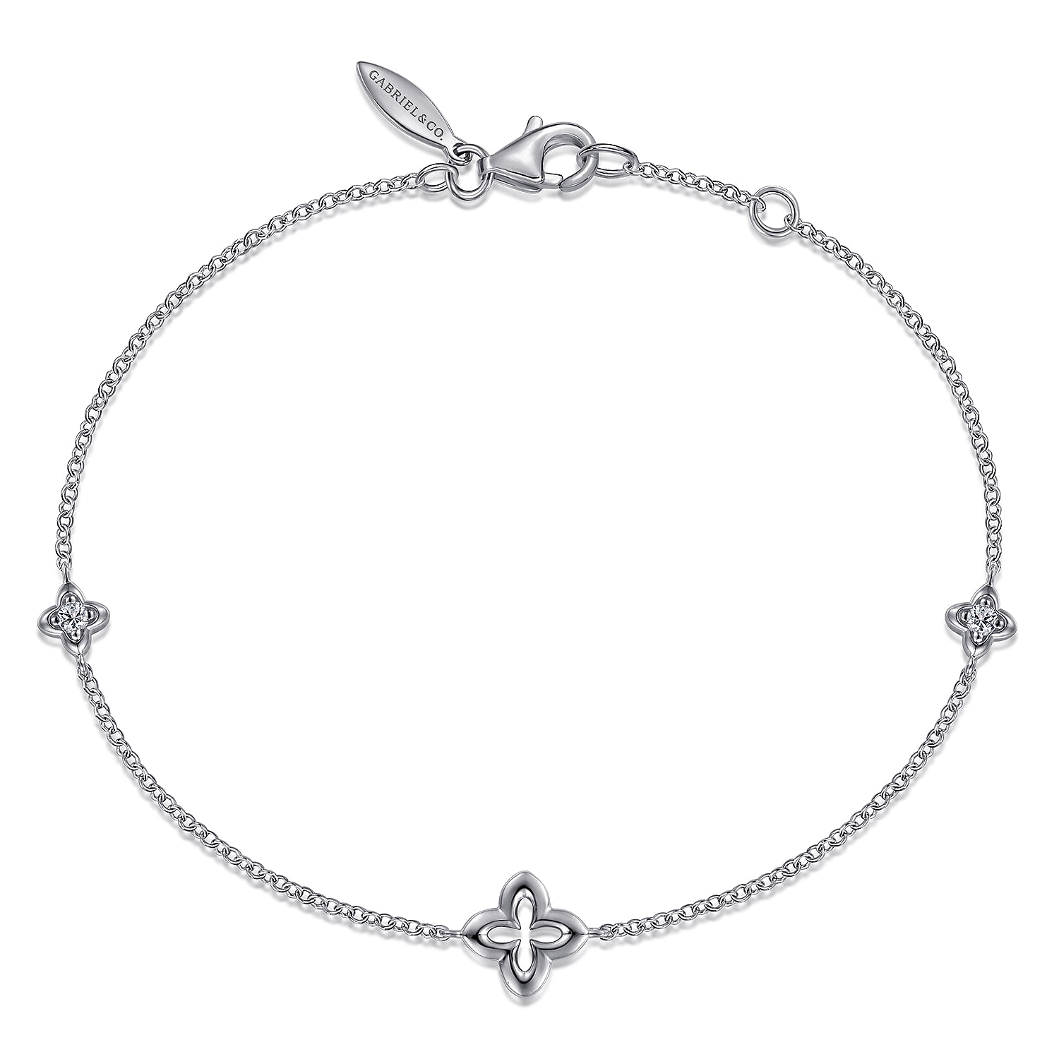 Gabriel & Co. Sterling Silver White Sapphire Clover Bracelet