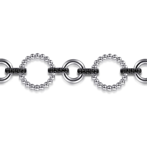 Gabriel & Co. Sterling Silver Black Spinel Bujukan Circle Link Bracelet