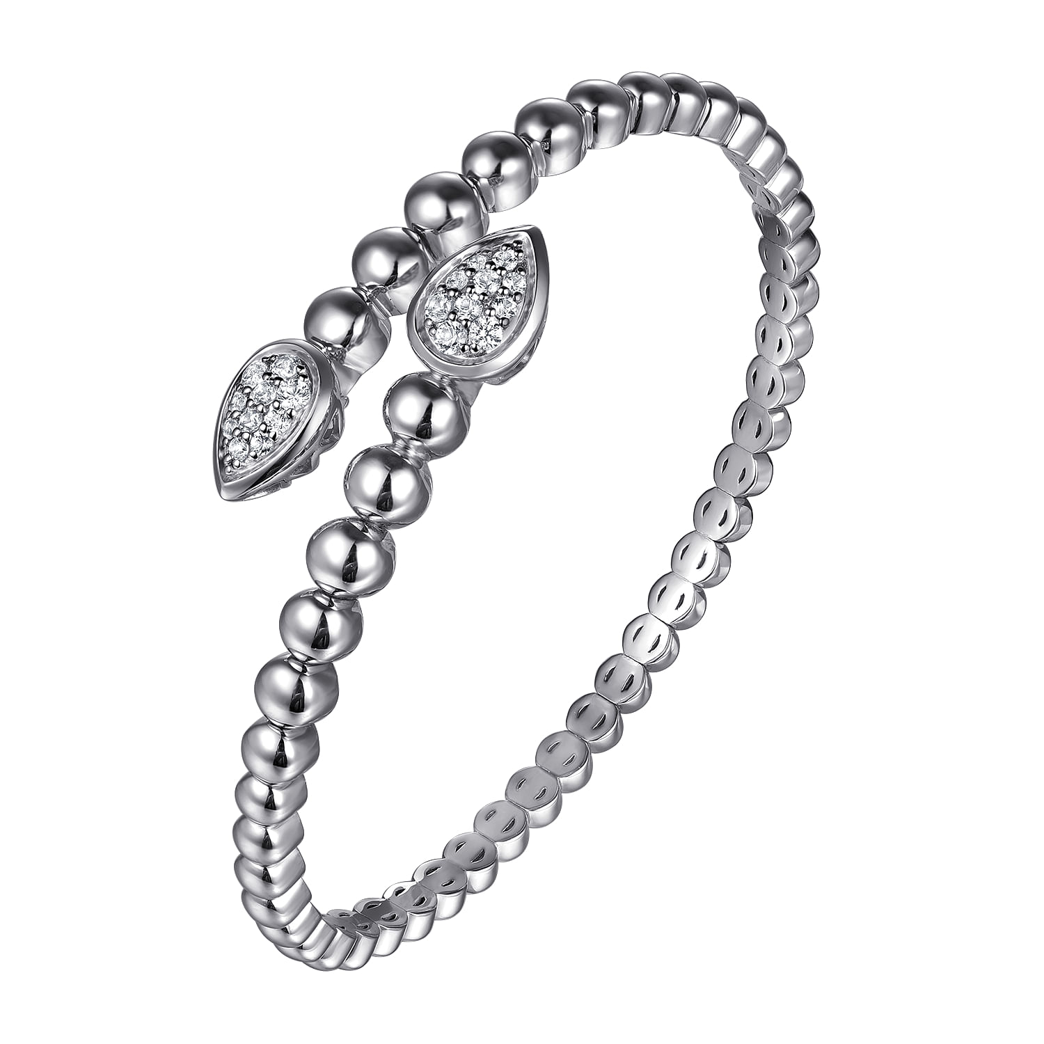 Gabriel & Co. Sterling Silver Bujukan White Sapphire Bypass Bangle