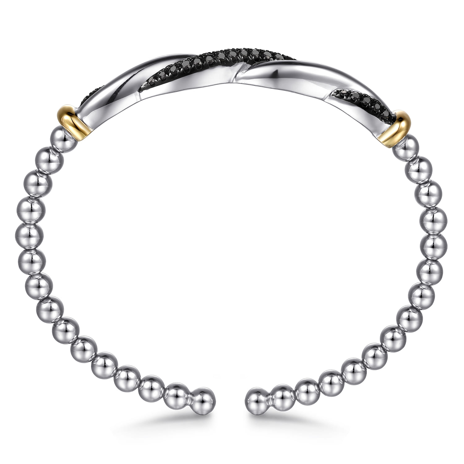 Gabriel & Co. Sterling Silver & 14K Bujukan Black Spinel Twisted Bangle