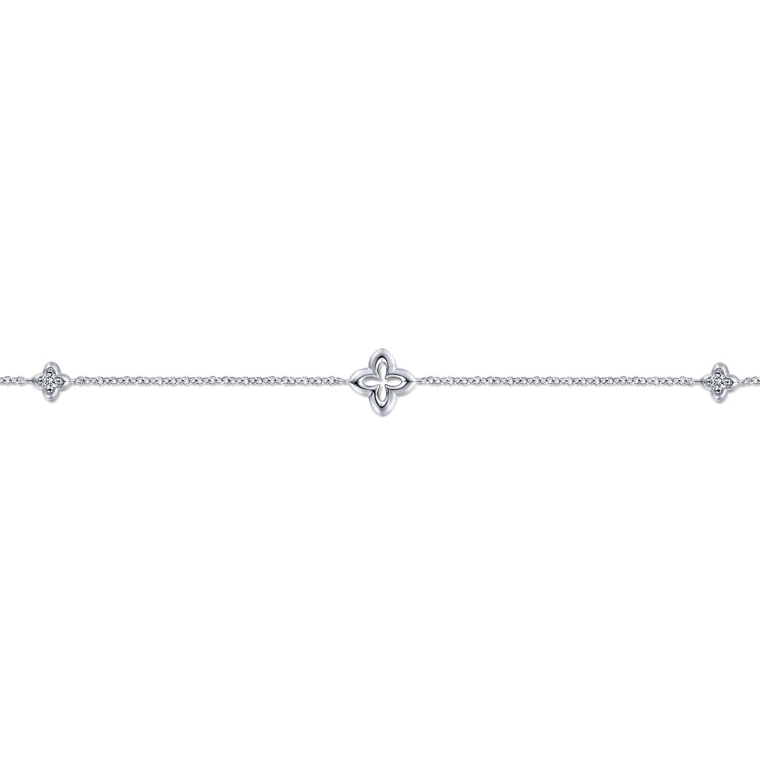 Gabriel & Co. Sterling Silver White Sapphire Clover Bracelet