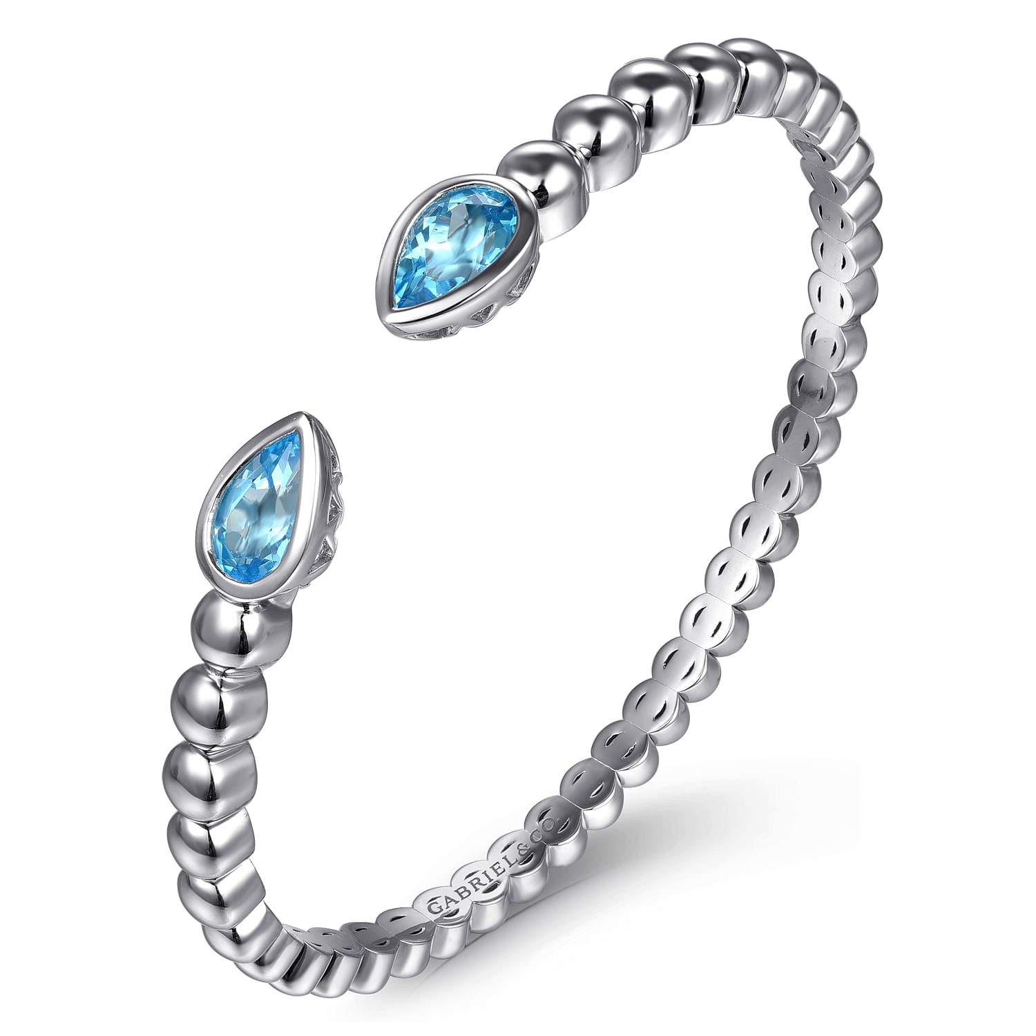 Gabriel & Co. Sterling Silver Bujukan and Blue Topaz Split Bangle