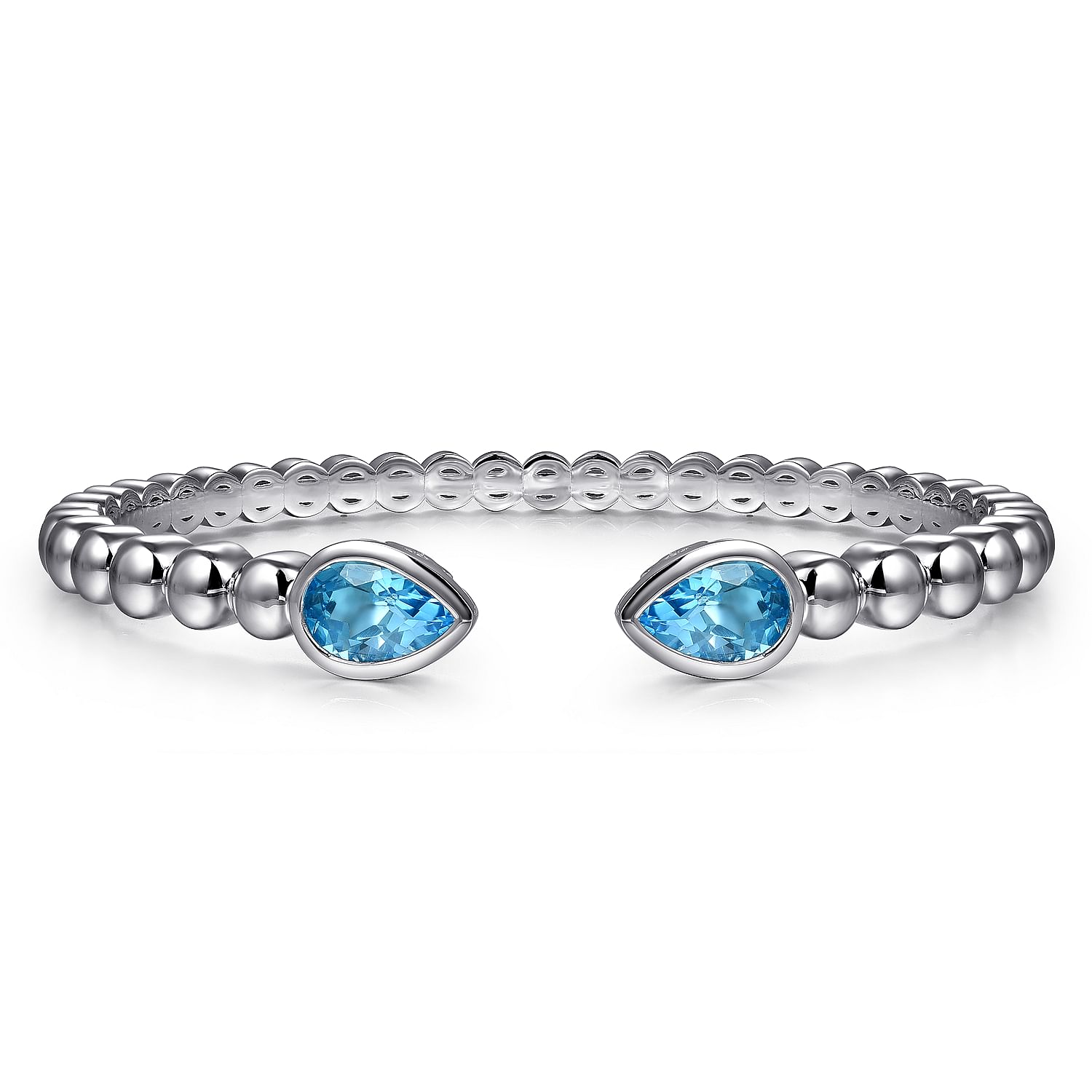 Gabriel & Co. Sterling Silver Bujukan and Blue Topaz Split Bangle