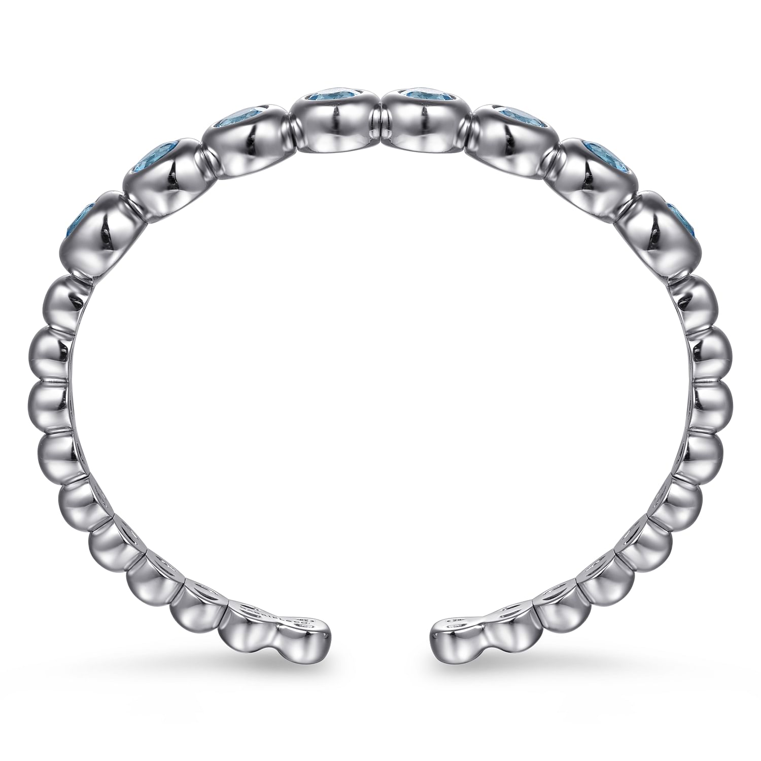 Gabriel & Co. Sterling Silver Bujukan & Blue Topaz Bezel Open Bangle