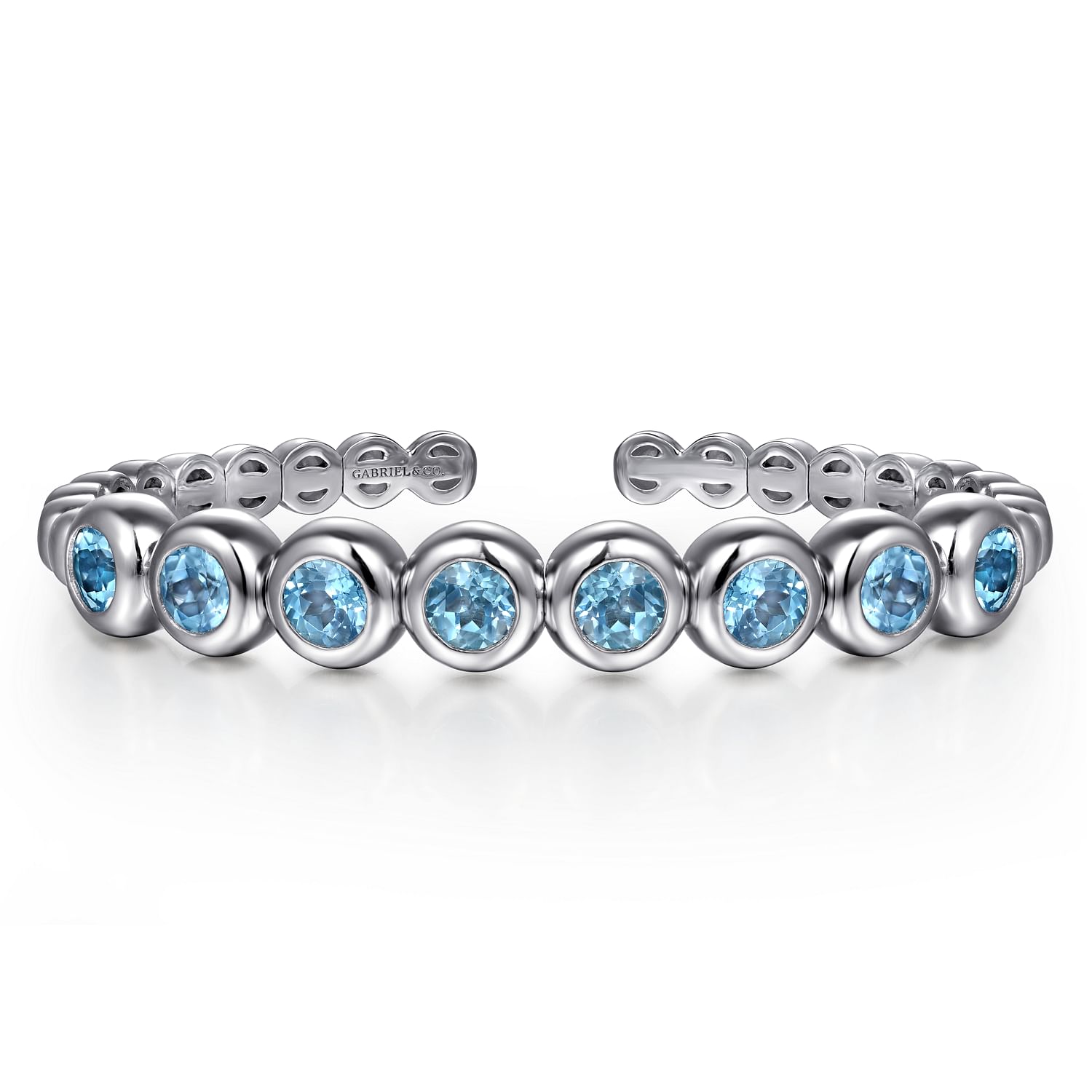 Gabriel & Co. Sterling Silver Bujukan & Blue Topaz Bezel Open Bangle