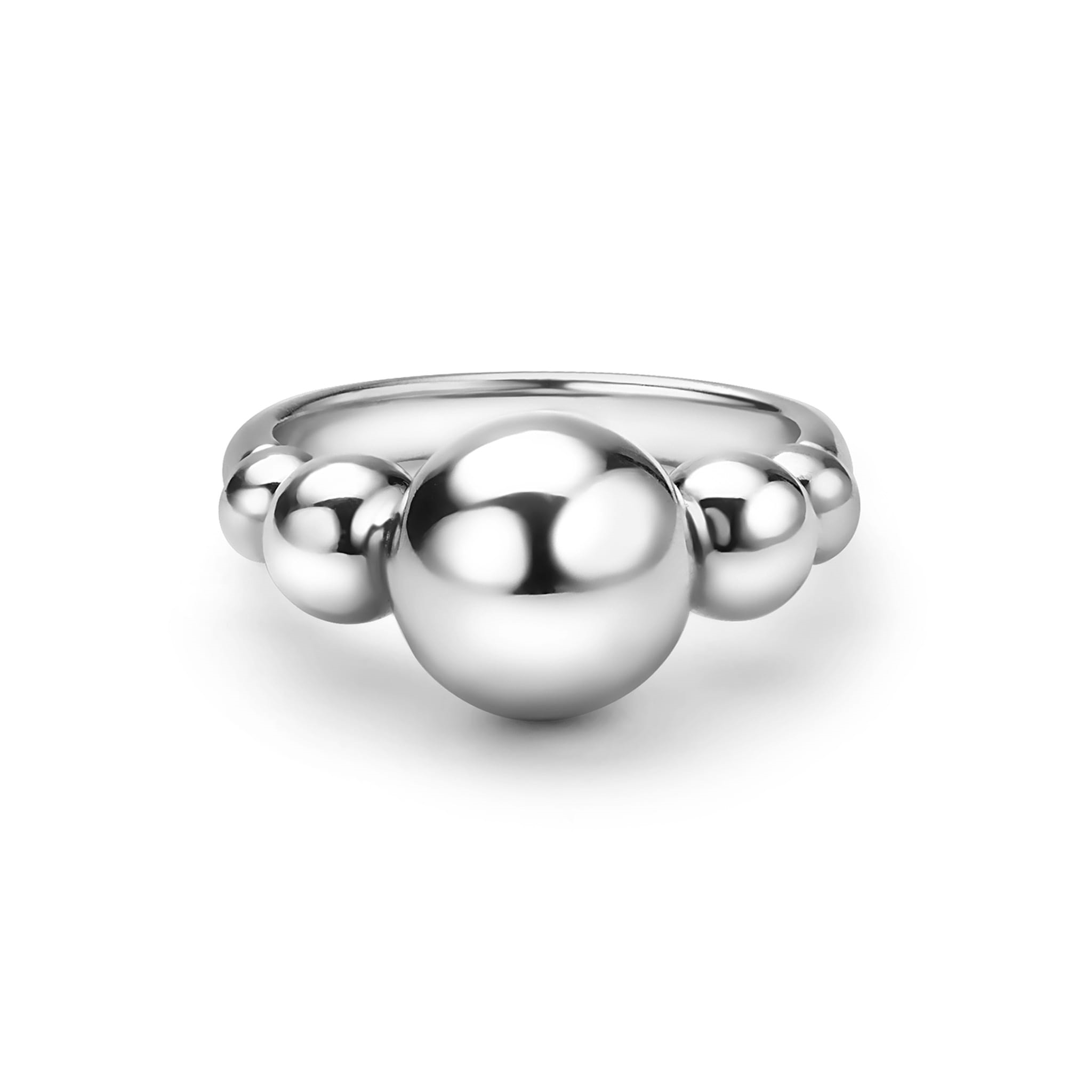 Lagos Sterling Silver Caviar Bubbly Graduated Ring