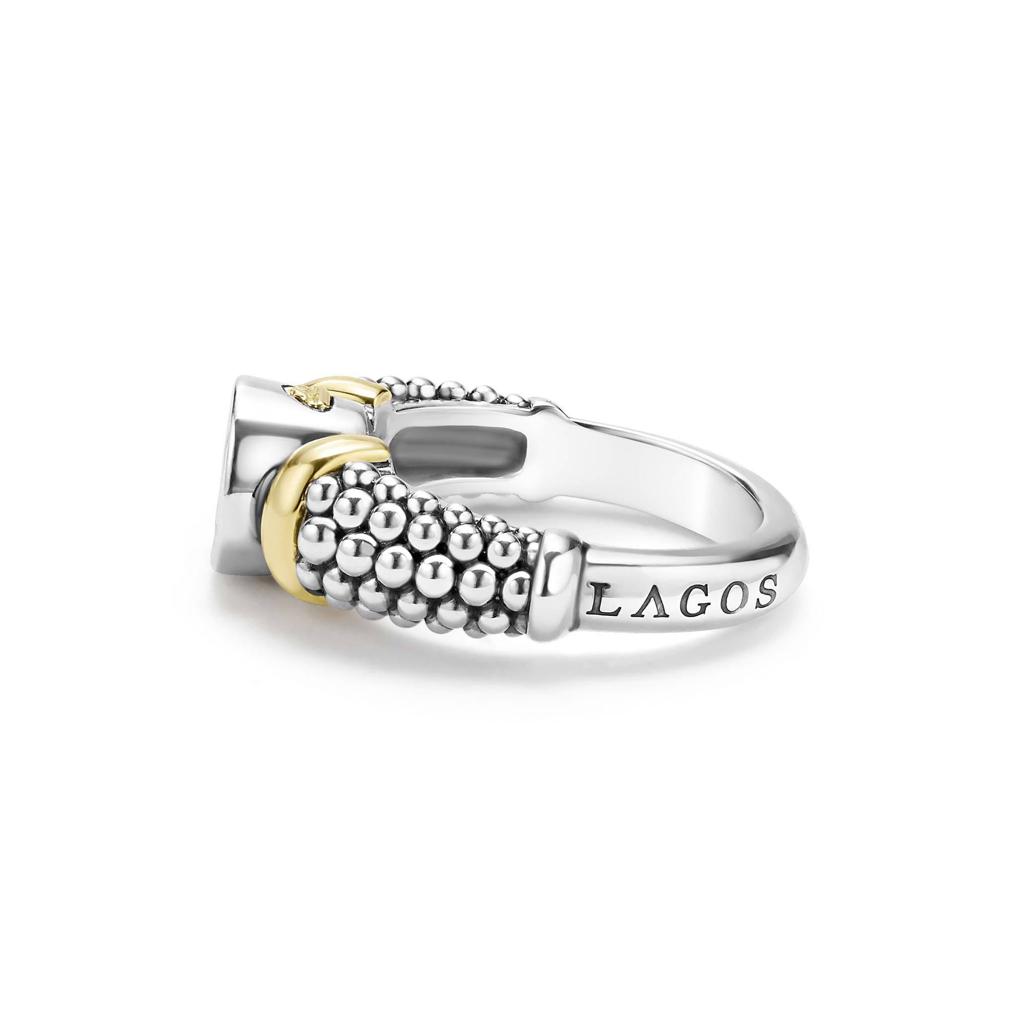 Lagos Sterling Silver & 18K Signature Diamond Circle Caviar Ring