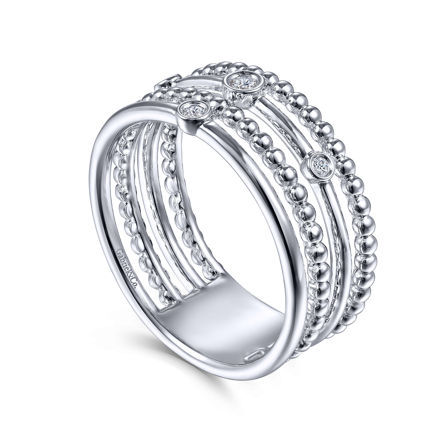 Gabriel & Co. Sterling Silver Bujukan Bezel Set Diamond Stackable Ring