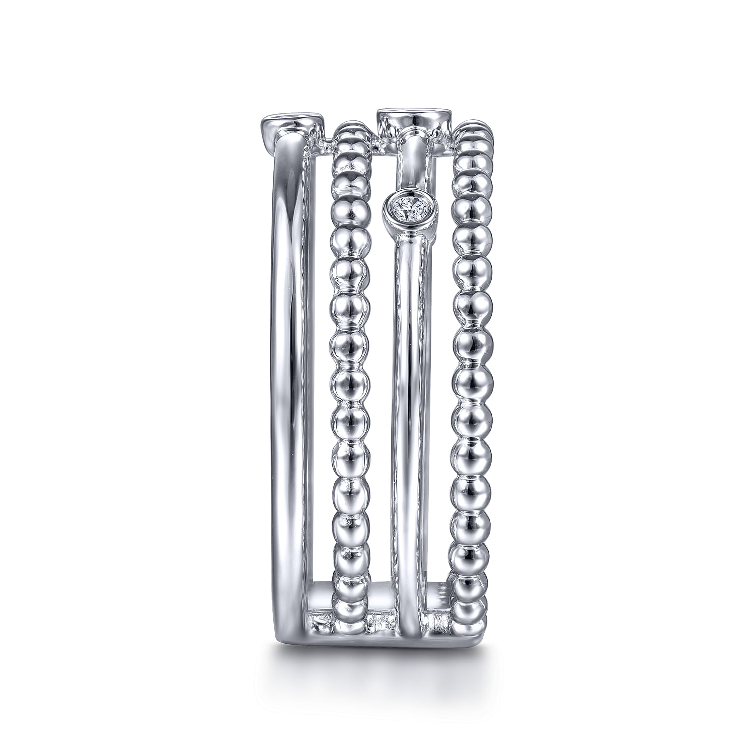 Gabriel & Co. Sterling Silver Bujukan Bezel Set Diamond Stackable Ring