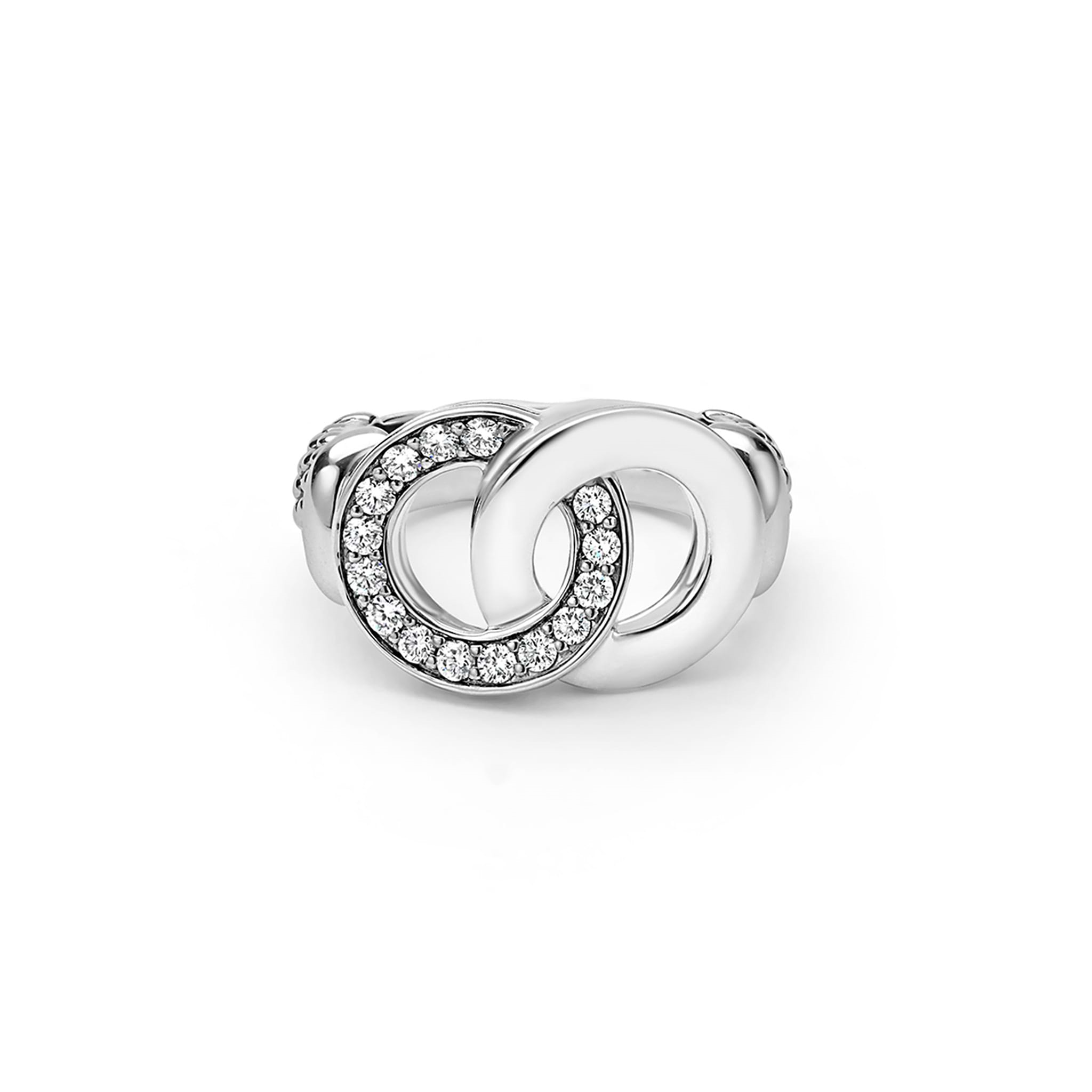 Lagos Large Sterling Silver Interlocking Diamond Ring