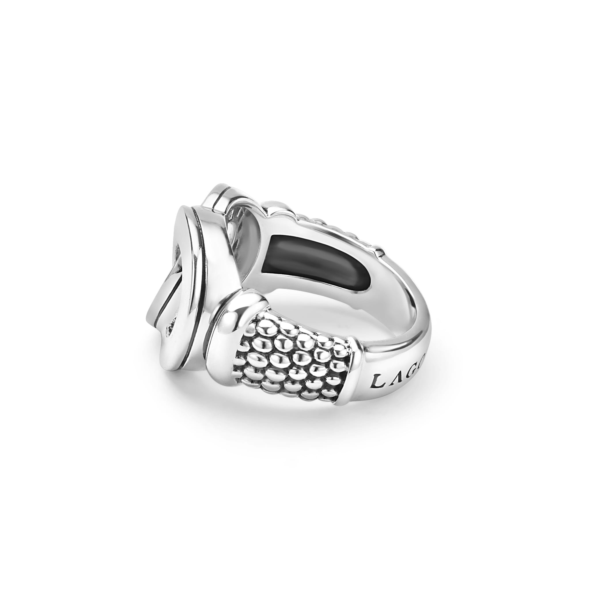Lagos Large Sterling Silver Interlocking Diamond Ring
