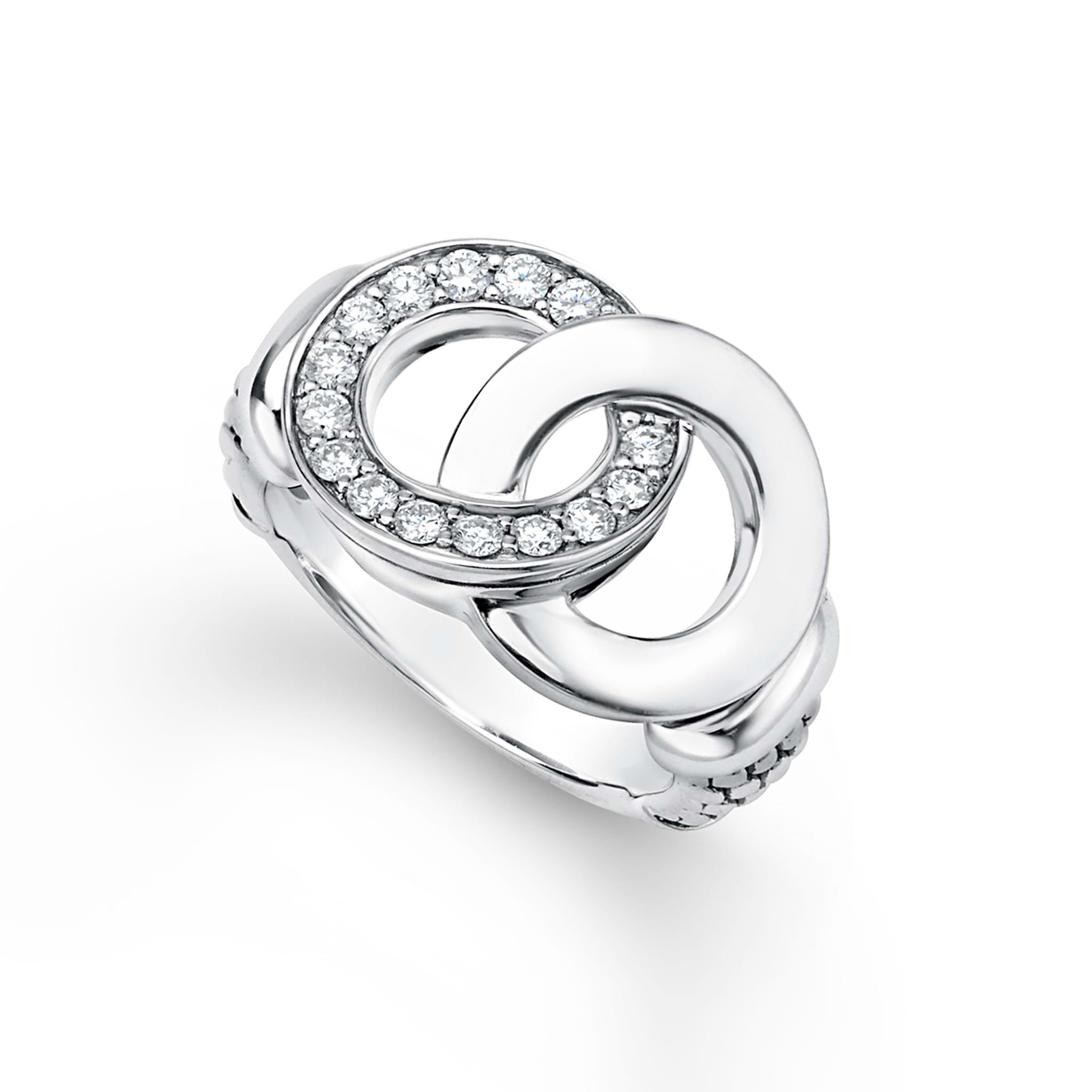 Lagos Large Sterling Silver Interlocking Diamond Ring