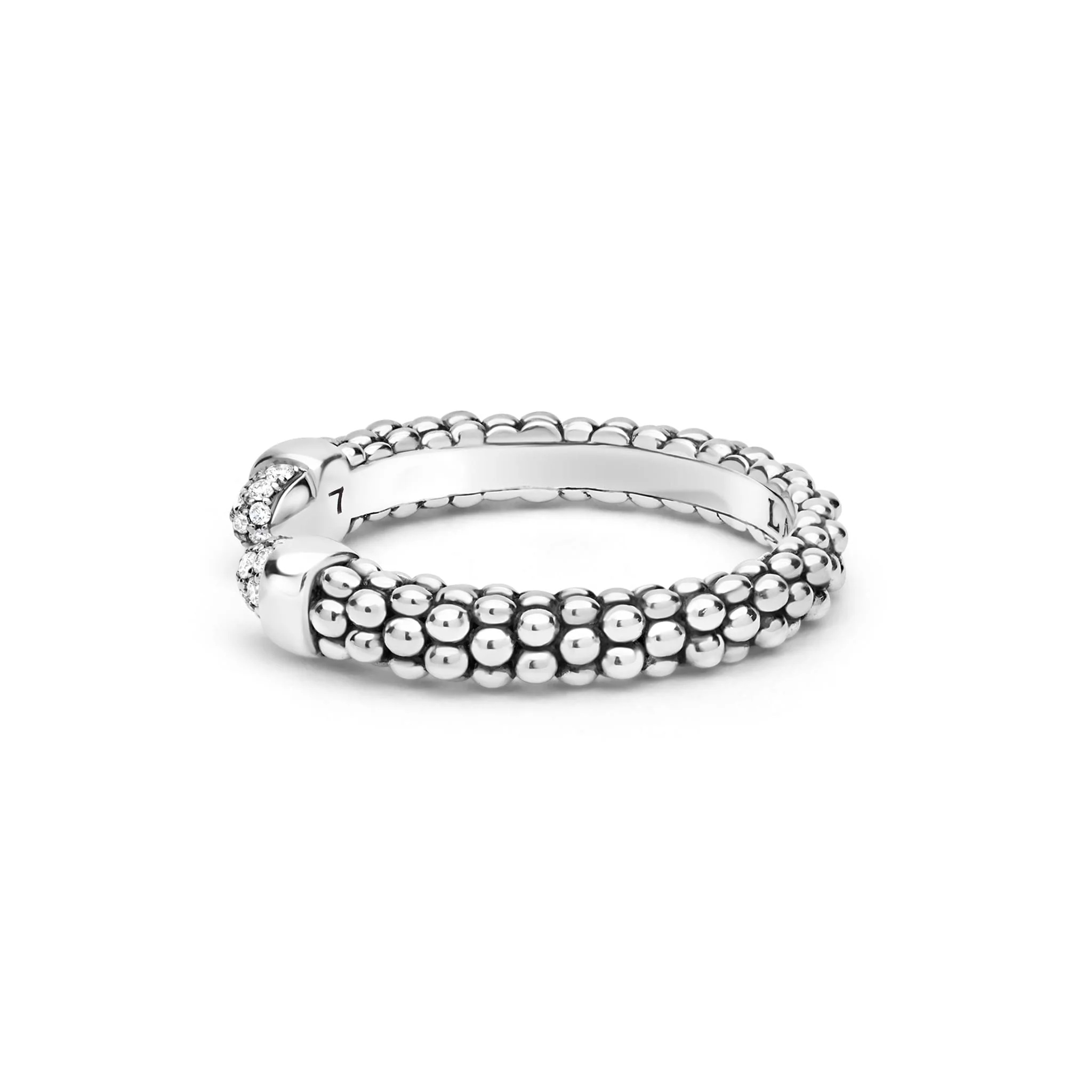Lagos Sterling Silver Diamond Mini Versa Stacking Ring